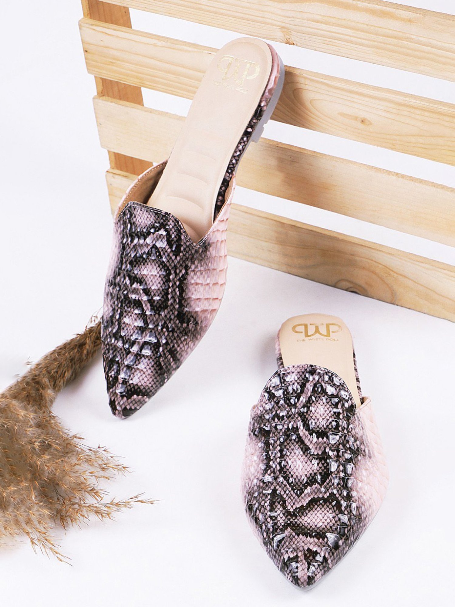 The White Pole Women's Pink Mule Shoes