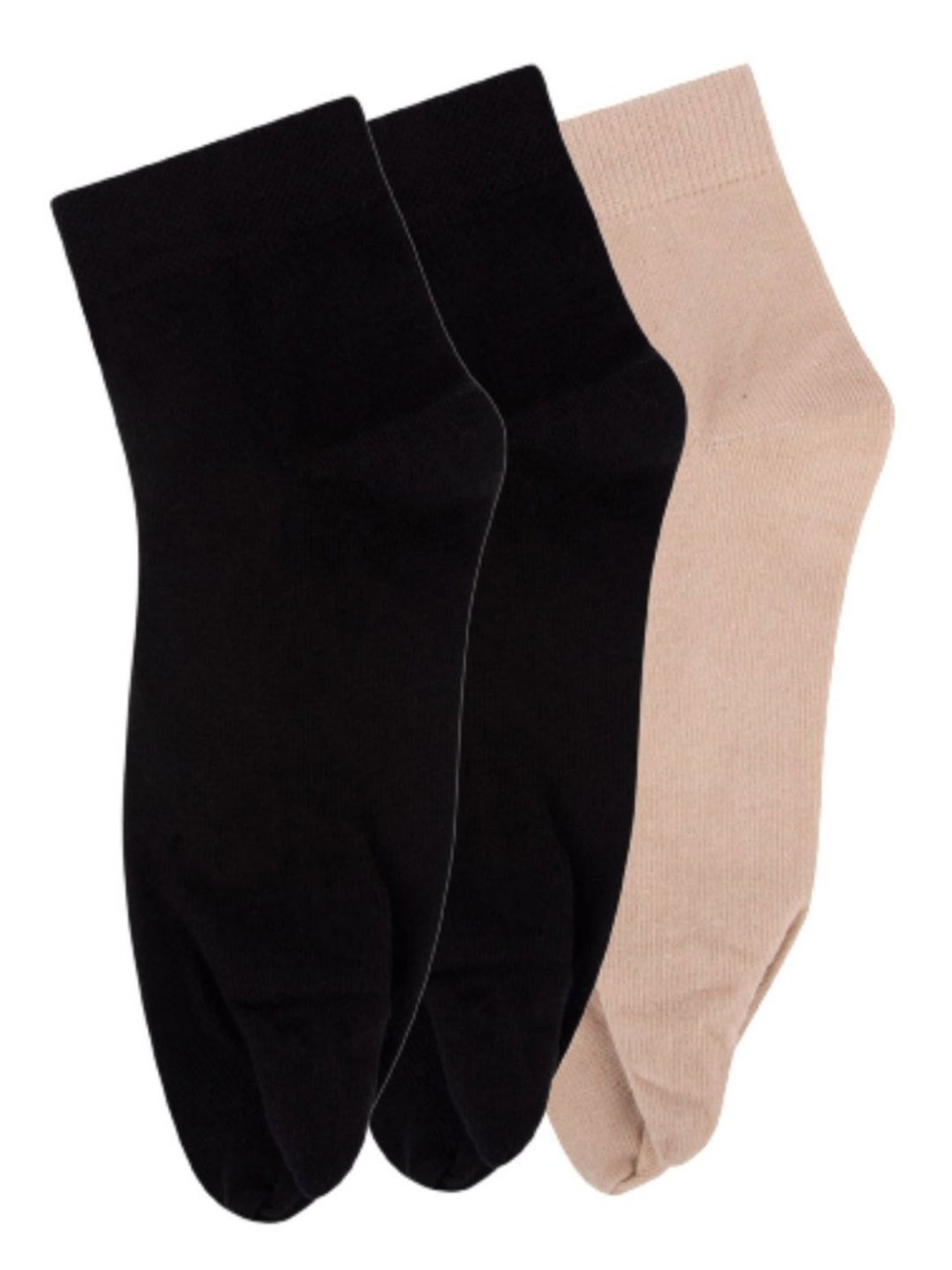 NEXT2SKIN Black & Beige Ankle Length Cotton Thumb Socks (Pack of 3)