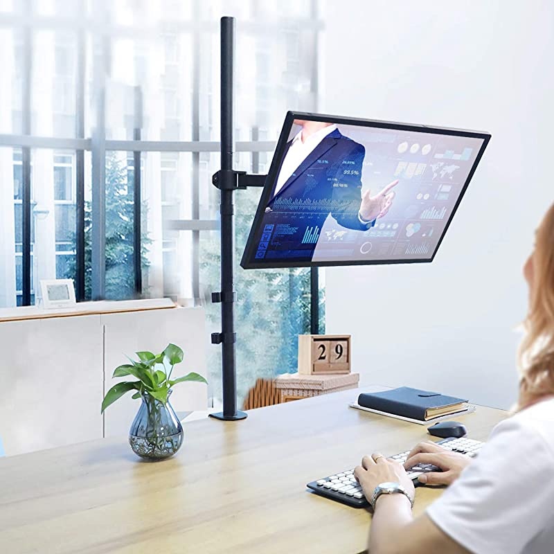 Single Monitor Stand Desk Mount 39 Inch Extra Tall Fully Adjustable Stand with C ClampGrommet Mounting Base Articulating Monitor Arm for 1332 Inch Computer Screen Holds up to 22lbs by