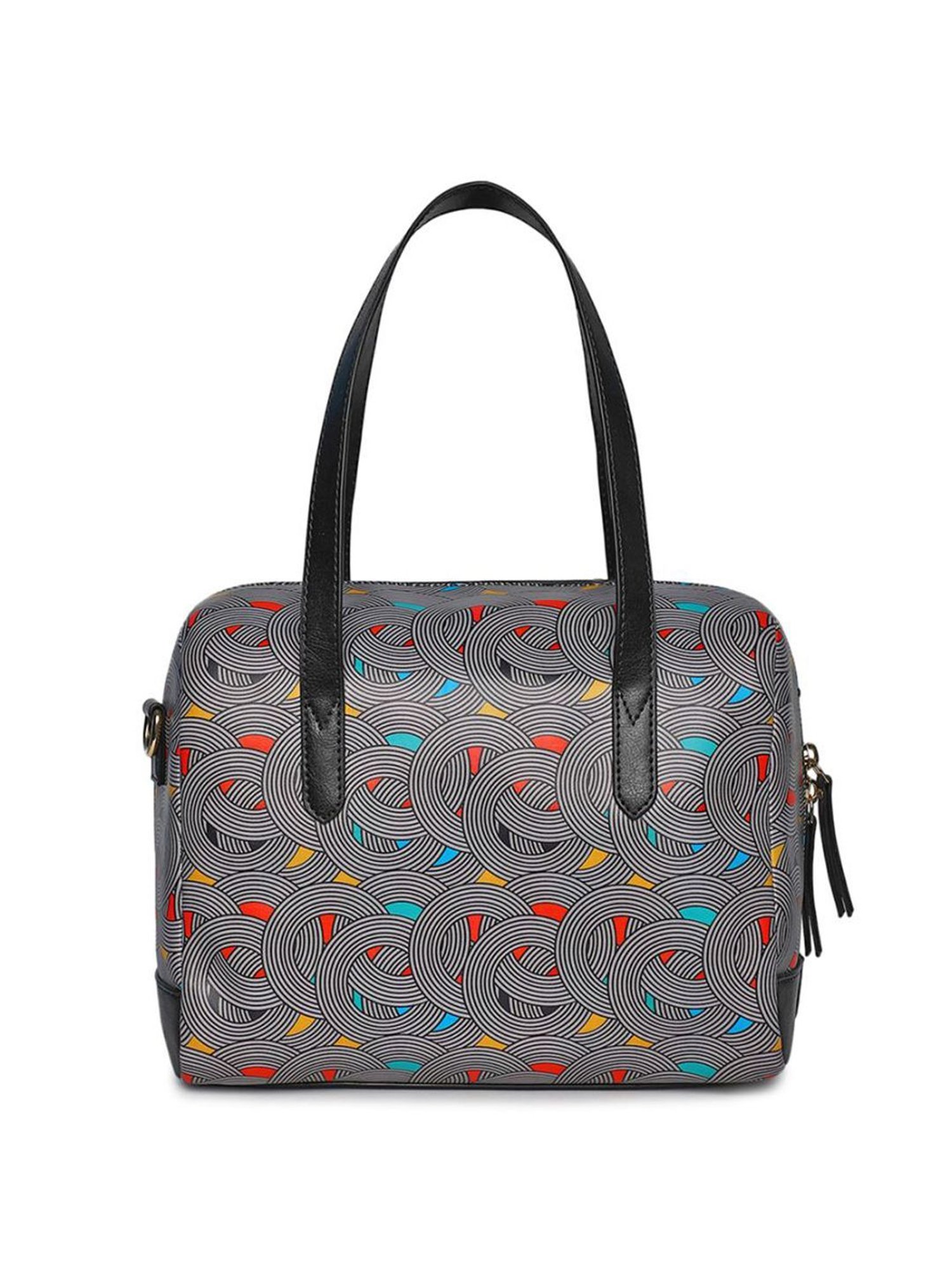 KLEIO Black Printed Medium Handbag