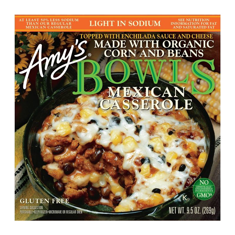 Amy's Light in Sodium Organic Mexican Casserole Frozen Bowl - 9.5oz