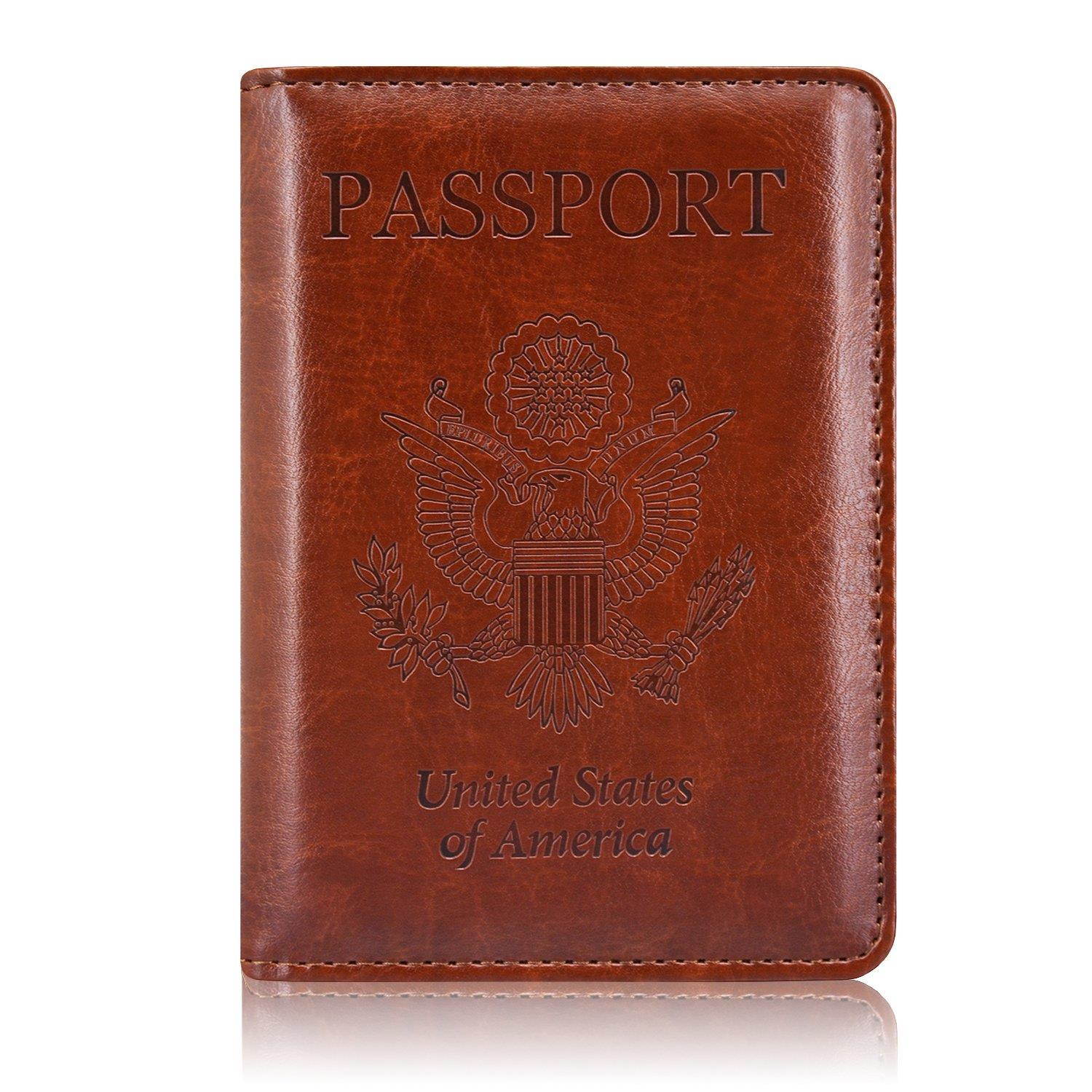 Passport Holder Case, ACdream Protective Premium PU Leather RFID Blocking Wallet Case for Passport, Brown