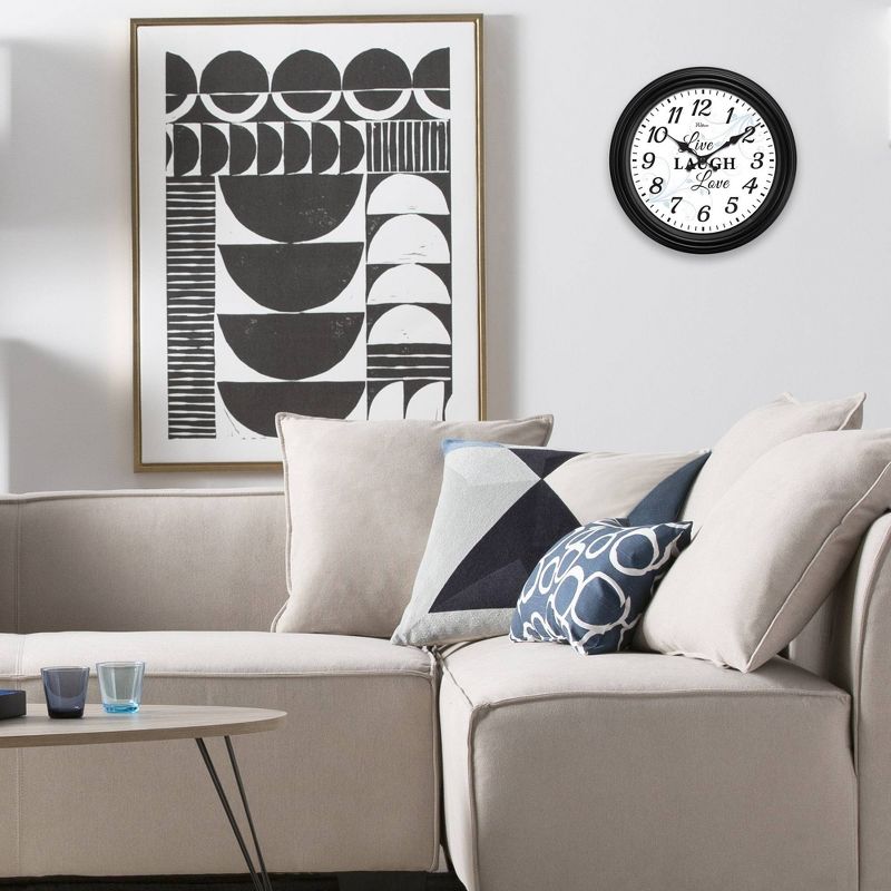12" Live Love Laugh Dial with Black Case Wall Clock