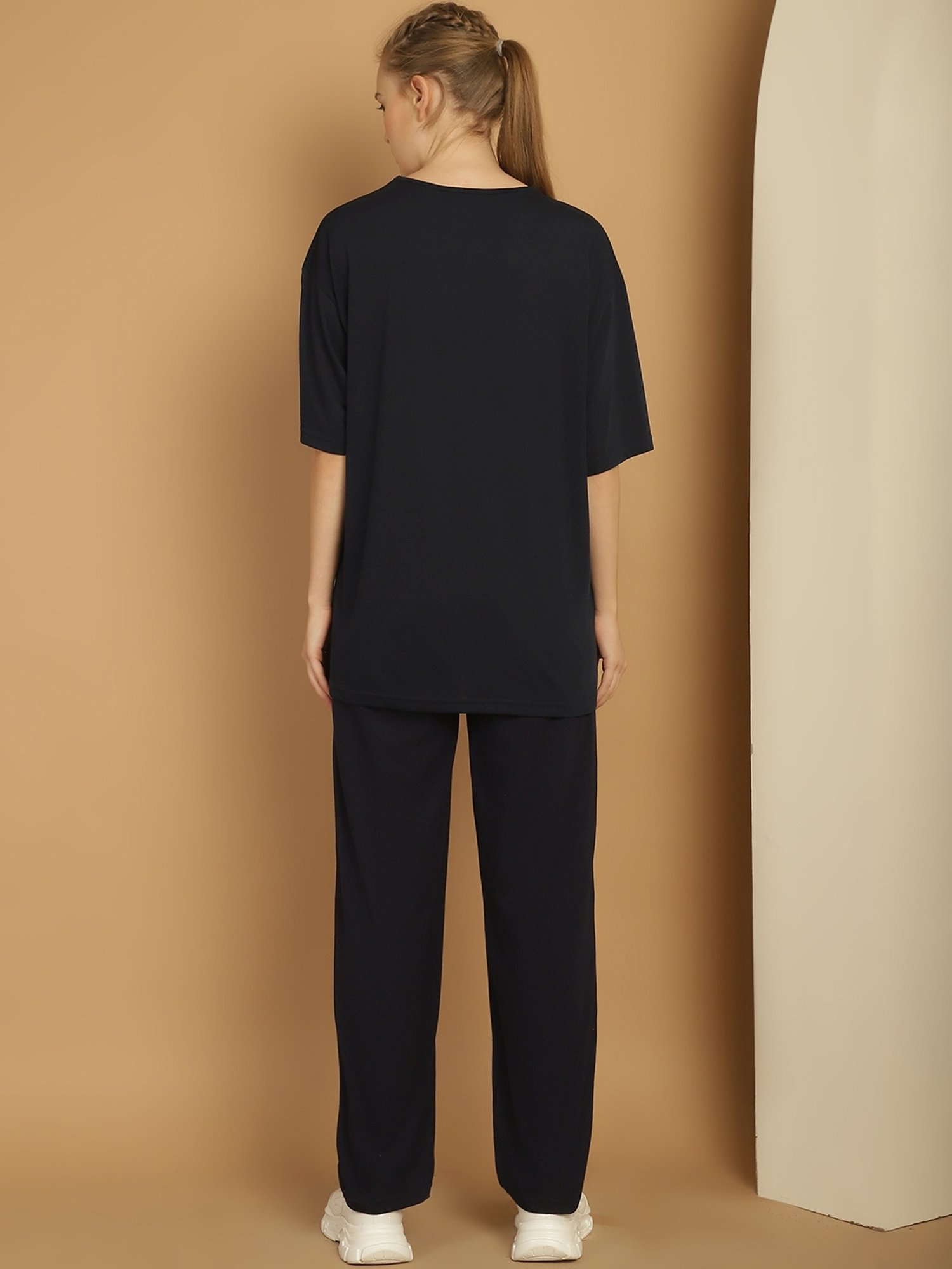 Vimal Jonney Black Cotton Printed T-Shirt & Track Pants Set