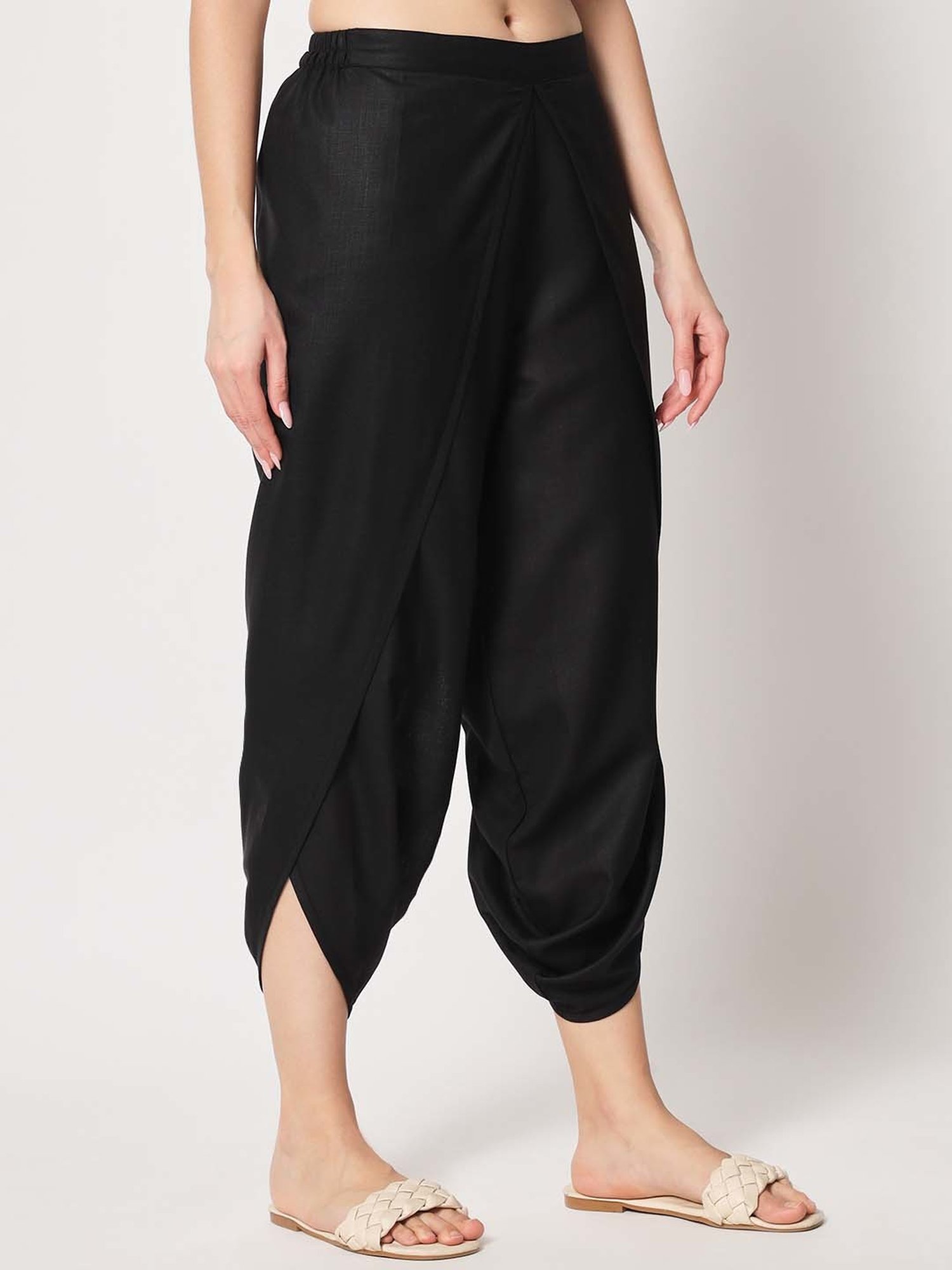 9rasa Black Cotton Dhoti Pants