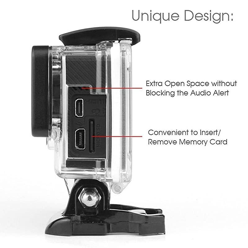 Side Open Protective Skeleton Housing Case with Skeleton Backdoor and Silicone Lens Cap for GoPro Hero 4 Hero 3+ and Hero 3 Camera