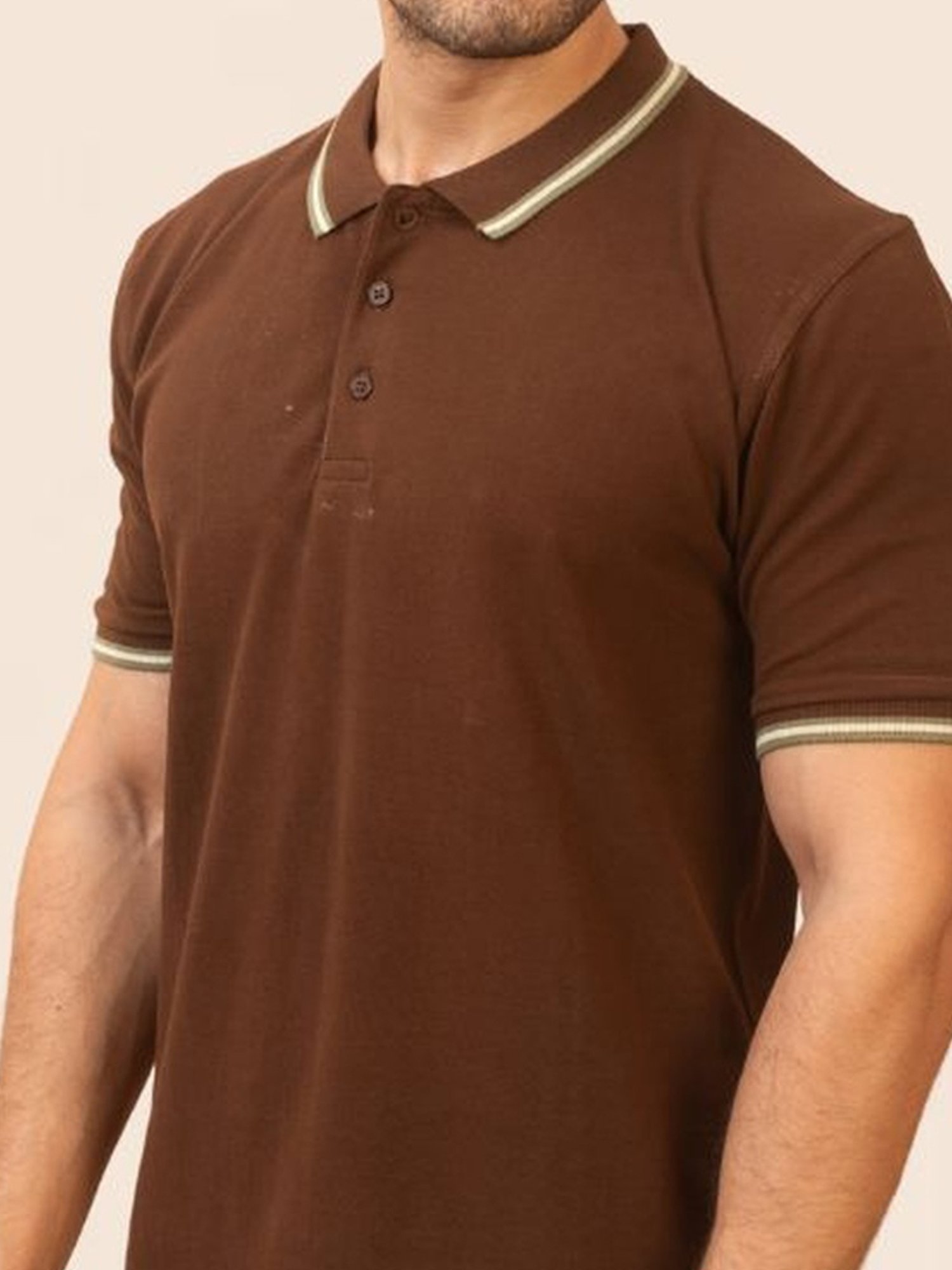 The Bleu Label Brown Cotton Slim Fit Polo T-Shirt