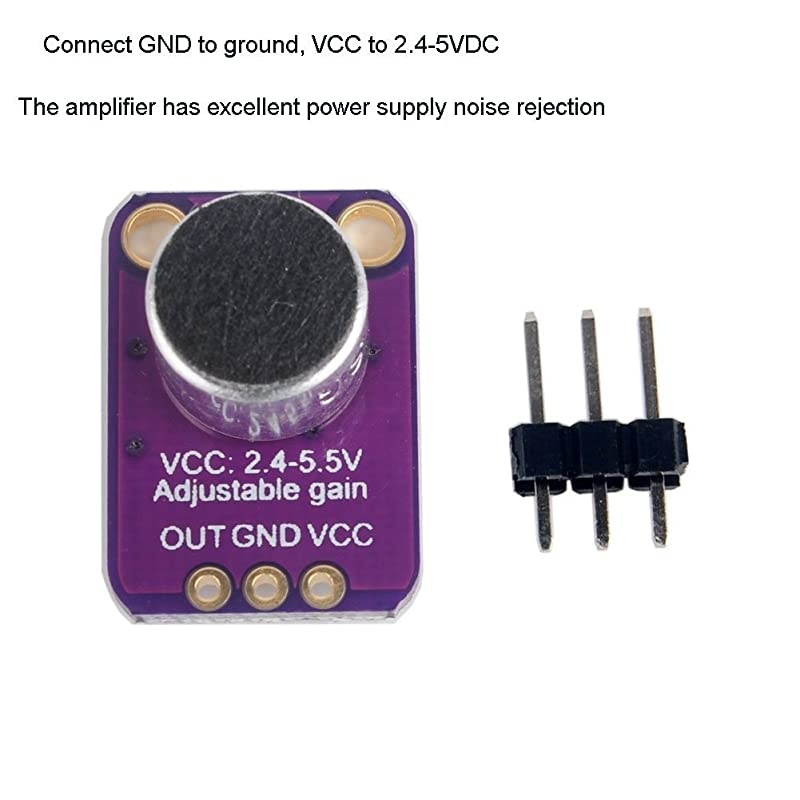 2pcs Electret Microphone Amplifier MAX4466 Module Adjustable Gain Blue Breakout Board for Arduino