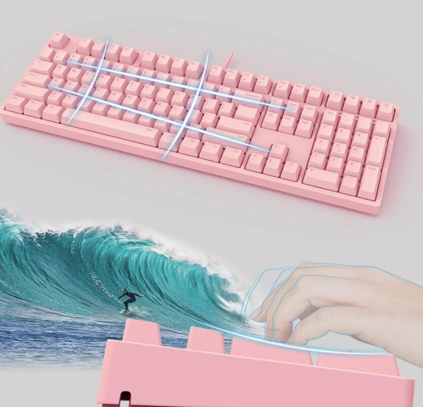 iKBC C200  87 Keys TKL Mechanical Keyboard with Cherry MX Red Switch, Pink PBT Double Shot Keycap, N-Key Rollover and 6 Anti-ghosting Keys( No Light Version)