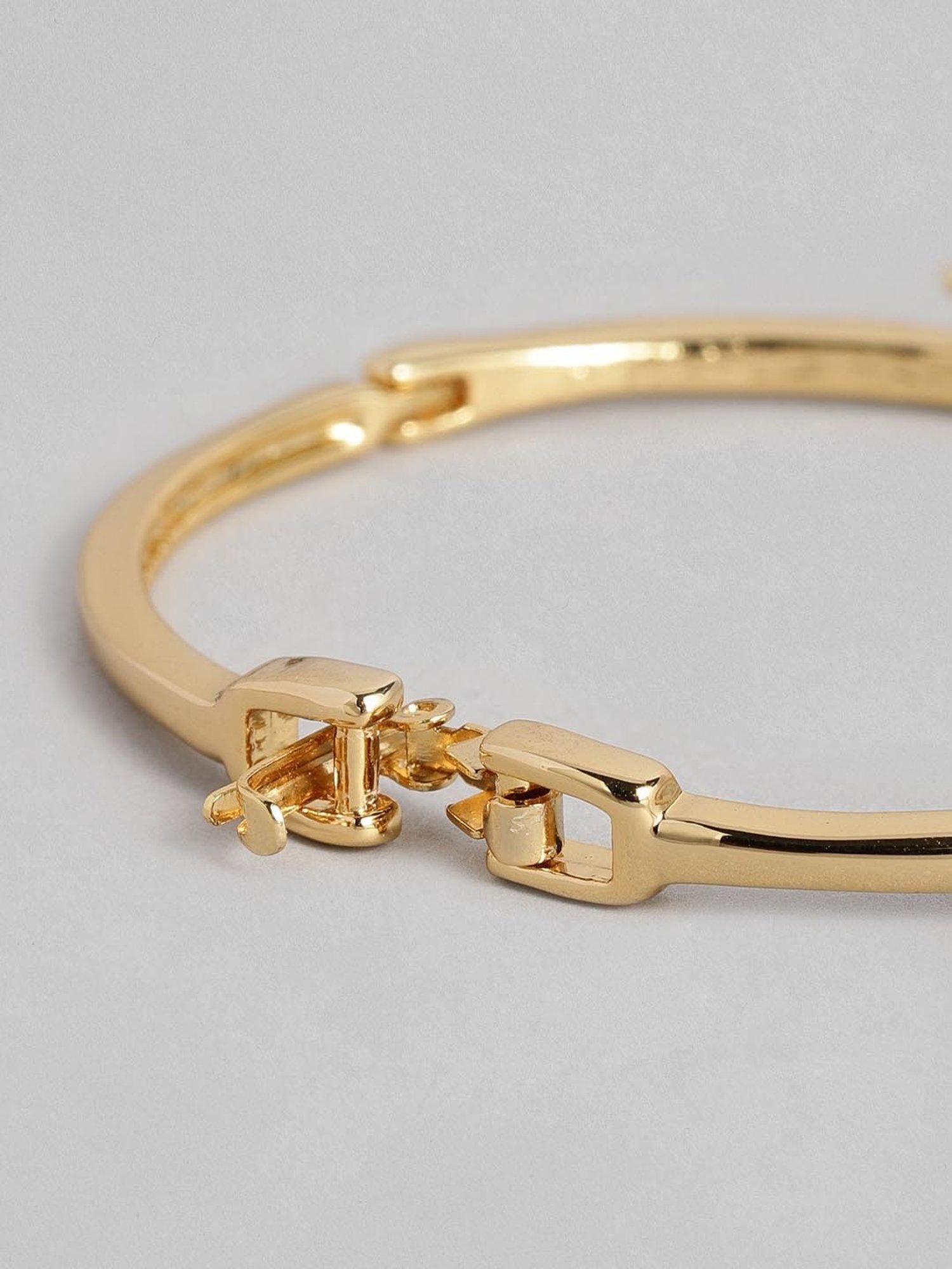 Estele Gold-Plated Parallel Time White Crystal Bracelet for Women