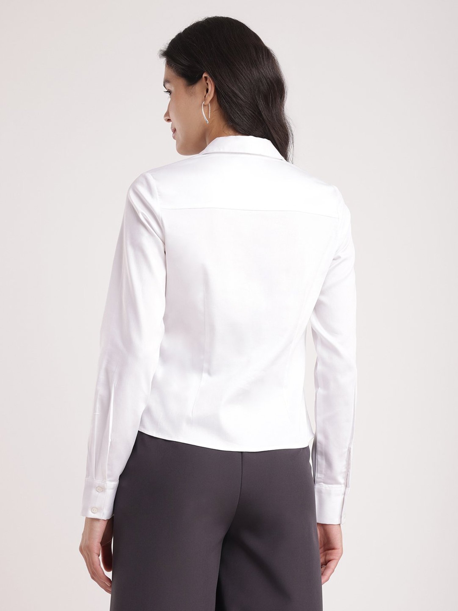 Fablestreet White Cotton Relaxed Fit Shirt