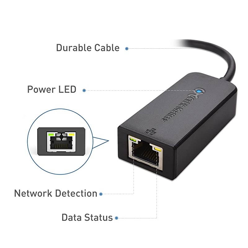 USB to Ethernet Adapter USB 30 to Ethernet Supporting 101001000 Mbps Ethernet Network in Black