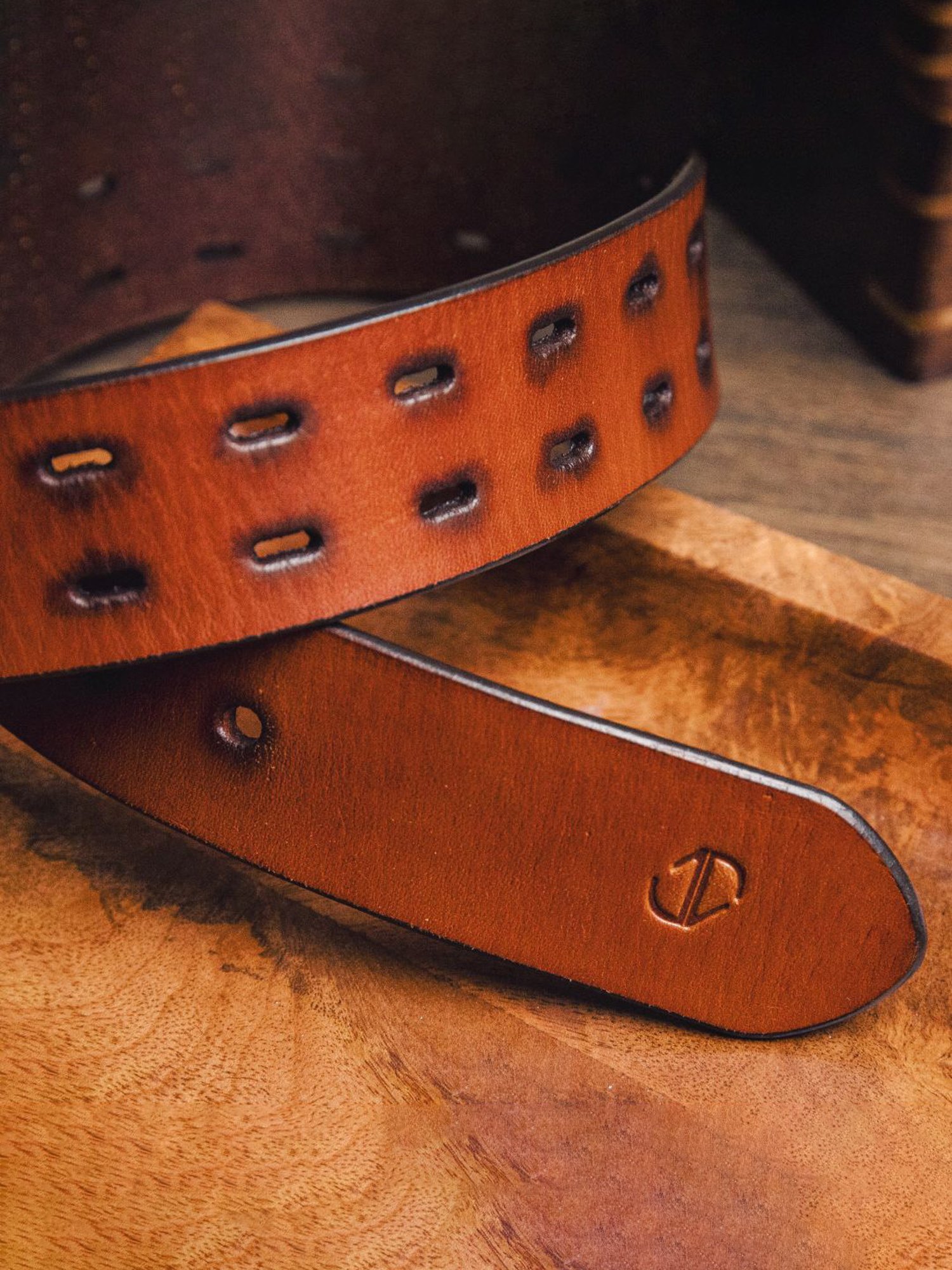 James Aston Damian Signature Tan Leather Solid Waist Belt