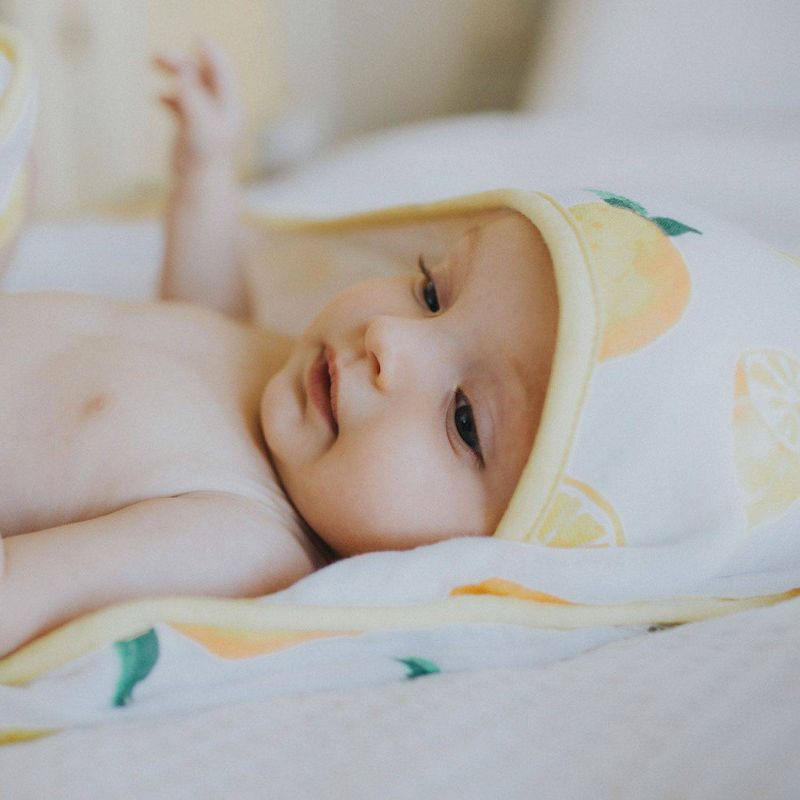 Little Unicorn Cotton Muslin and Terry Hooded Towel - Lemon