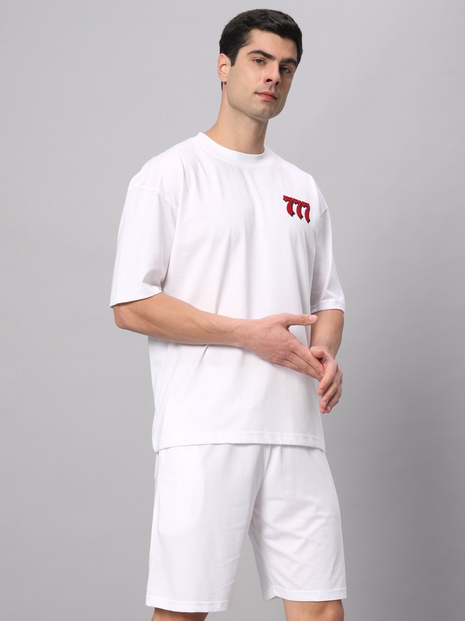 Griffel White Cotton Loose Fit Printed Co-Ord Set