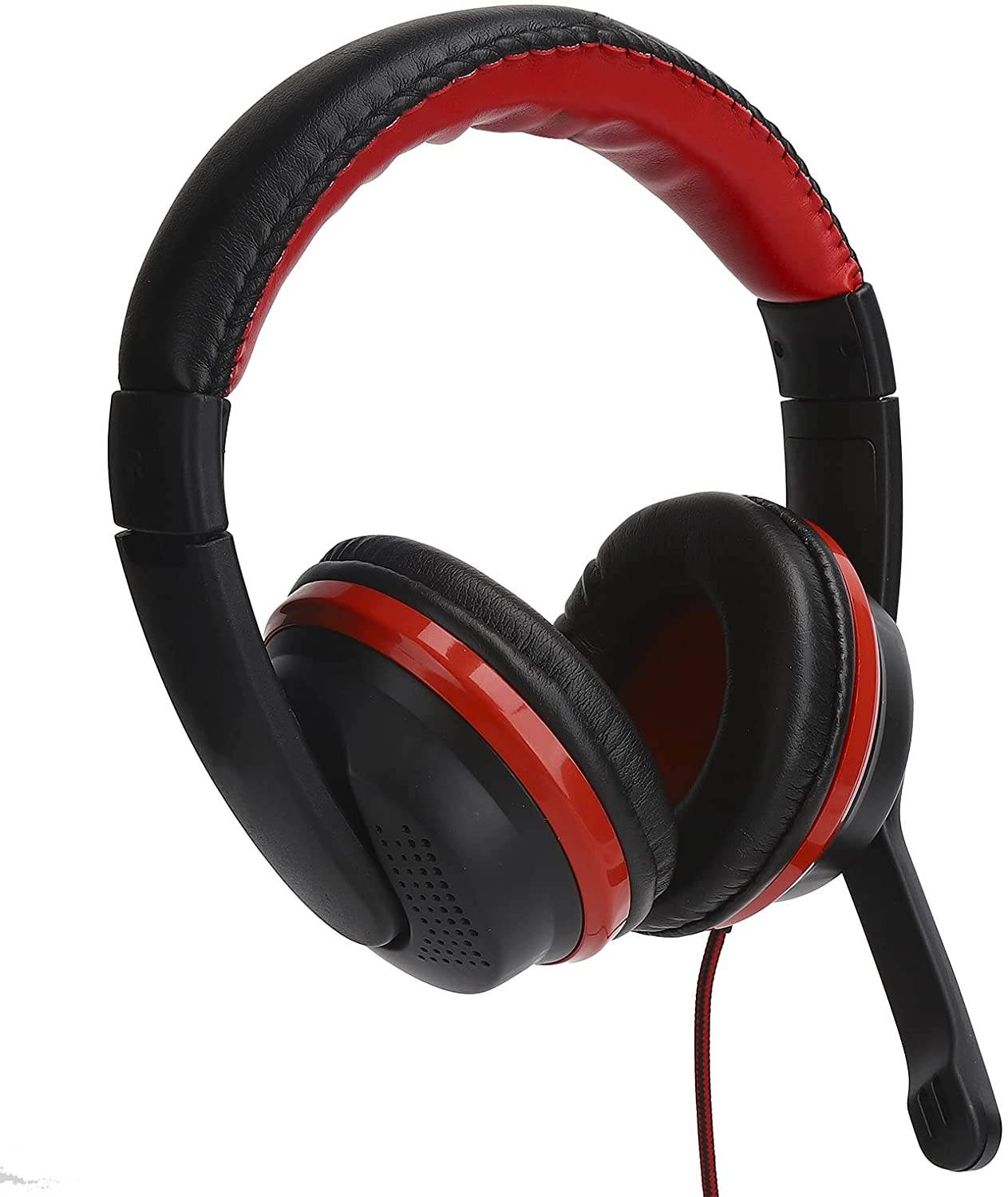 Dilwe Stereo Gaming Headset, 3.5mm Gaming Headphone Wired with Microphone, Bass Surround, Noise Cancelling Over Ear Headphones for PS4, PC, Mobile Phone(Red)