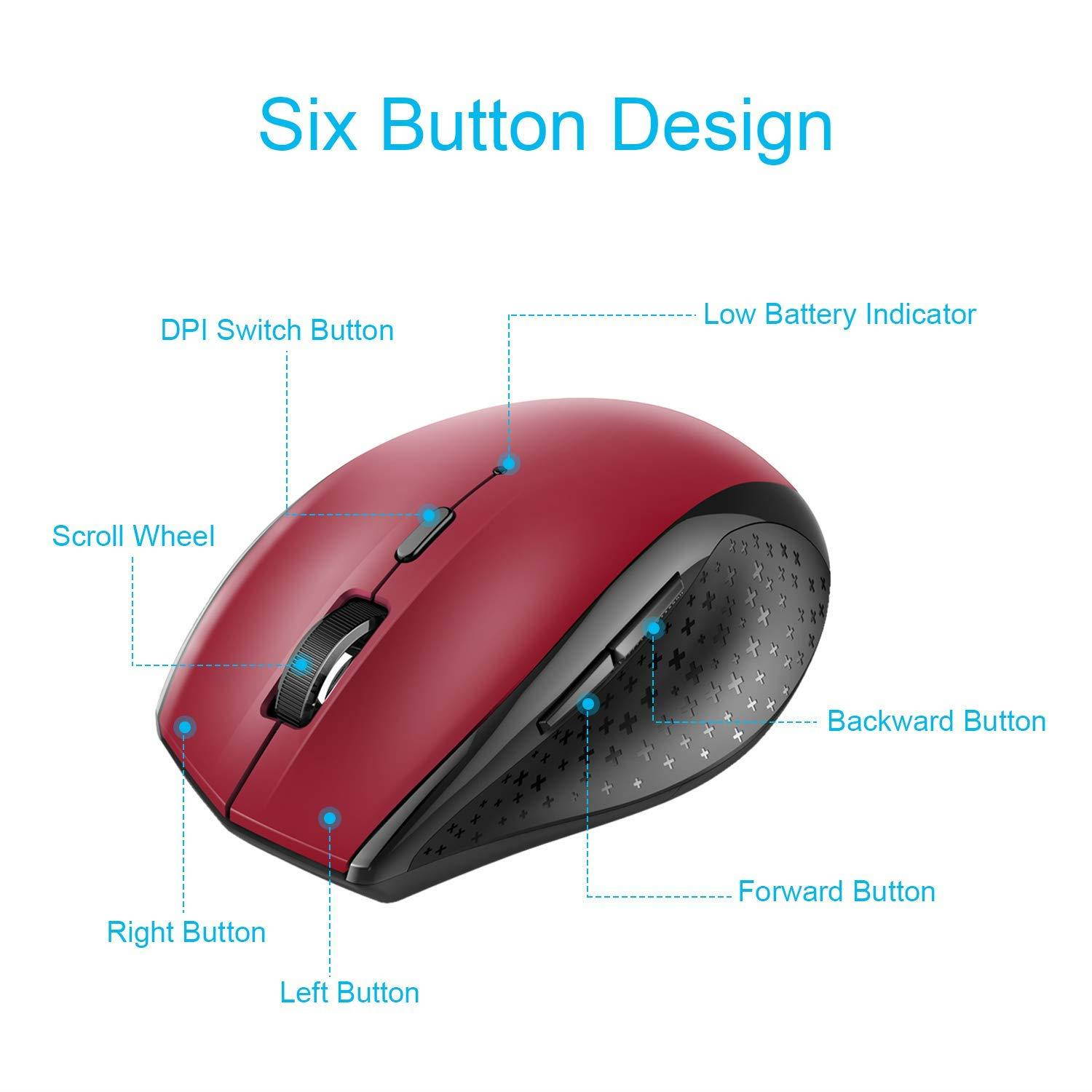 TECKNET Bluetooth Wireless Mouse (BM308) (Red)