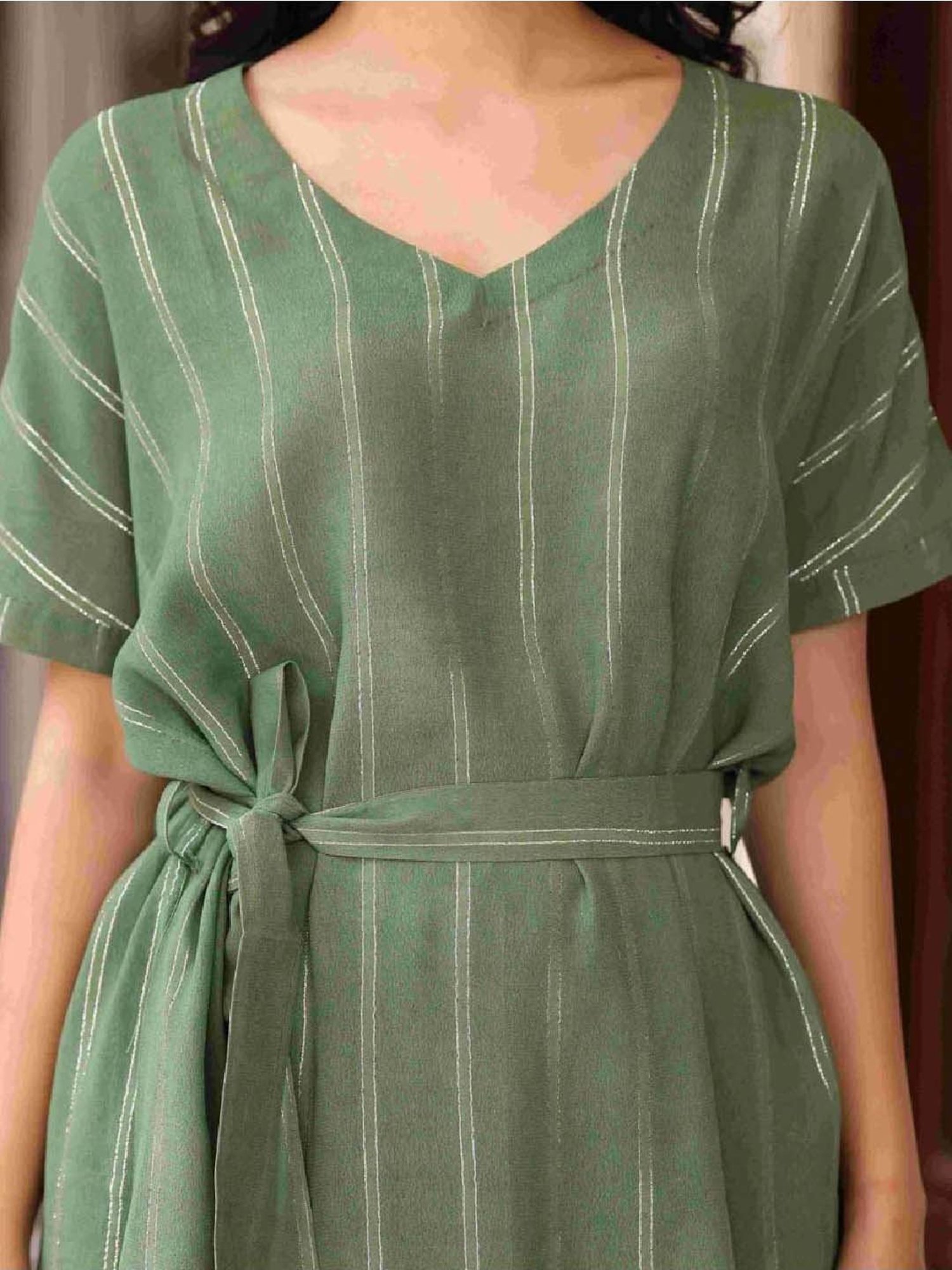 Artagai Midnight Navy Elevated Basics Co-Ord Set With Notch Collar Top And Straight Pants