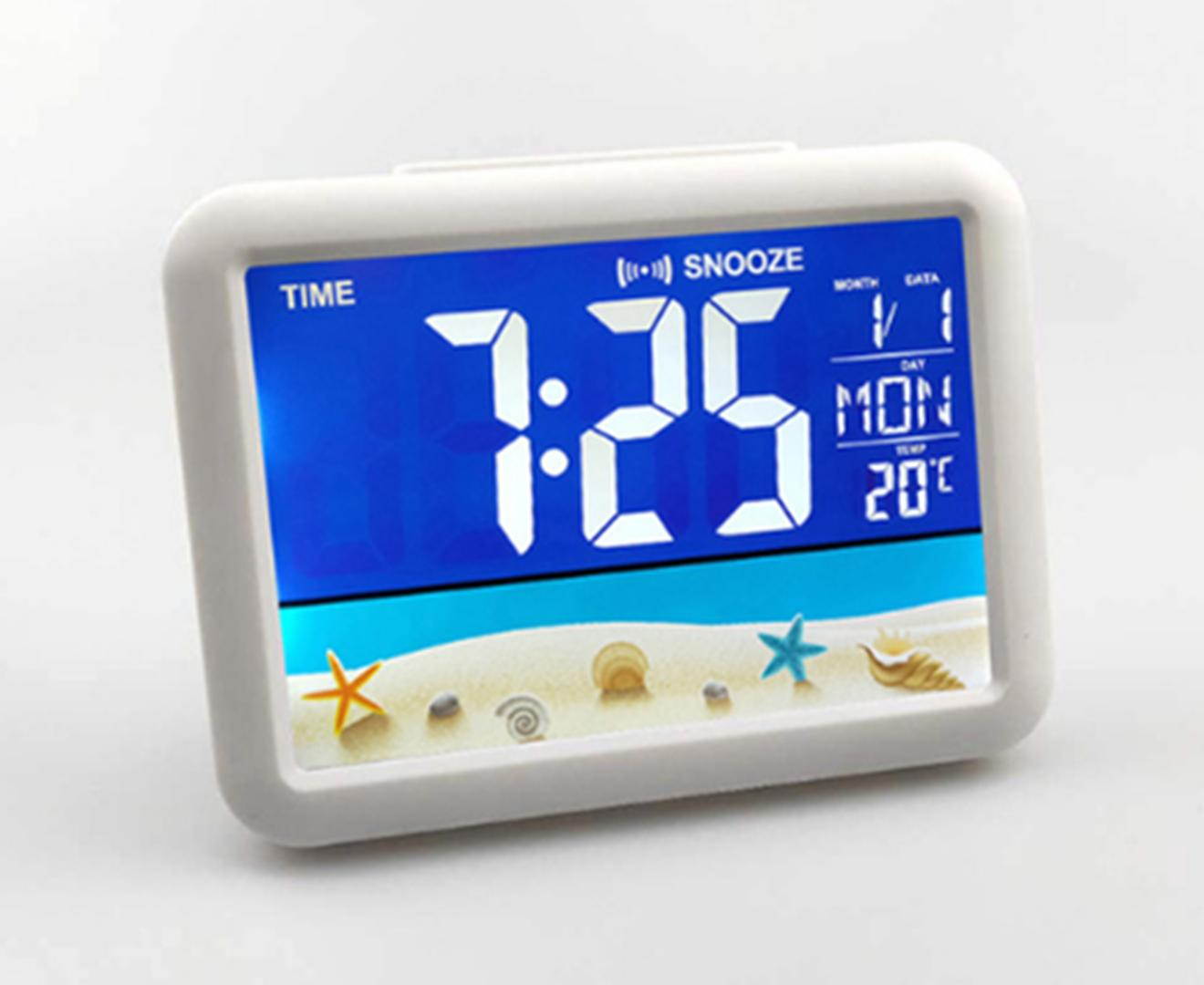 Select Mall 12-Inch Smart LCD Color Screen Clock Large Screen Electronic Clock Child Student Bedside Alarm Clock-Yellow