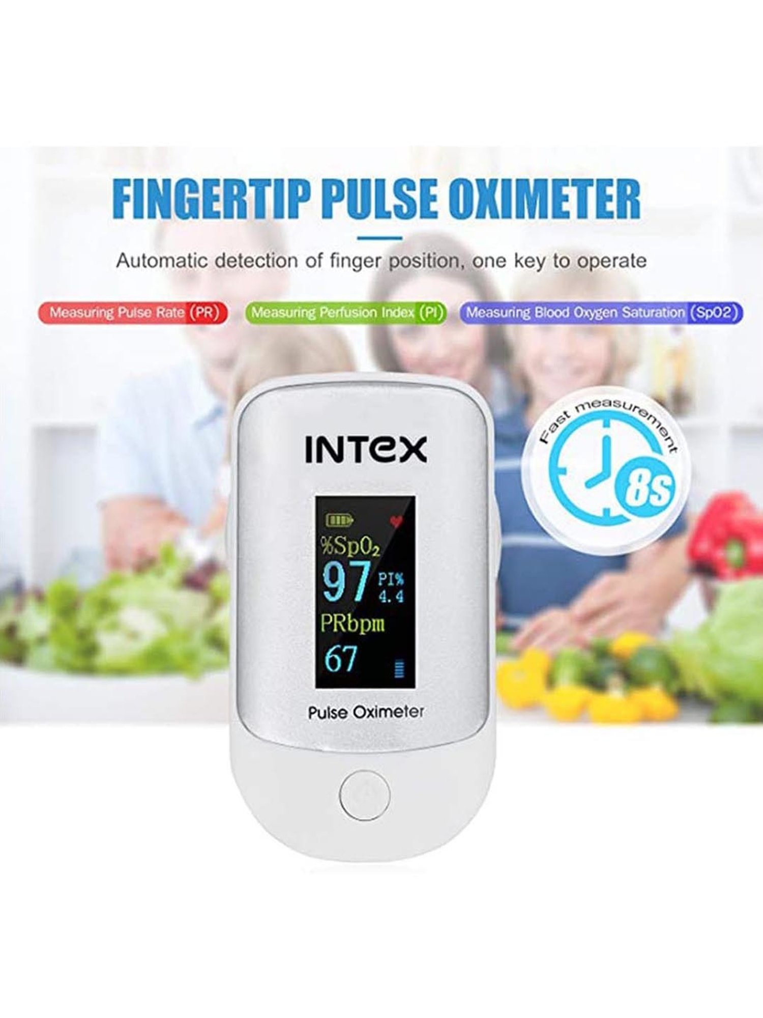 Intex MCP Oxisure IT-OX02 Pulse Oximeter with Oxygen Saturation Monitor (White)