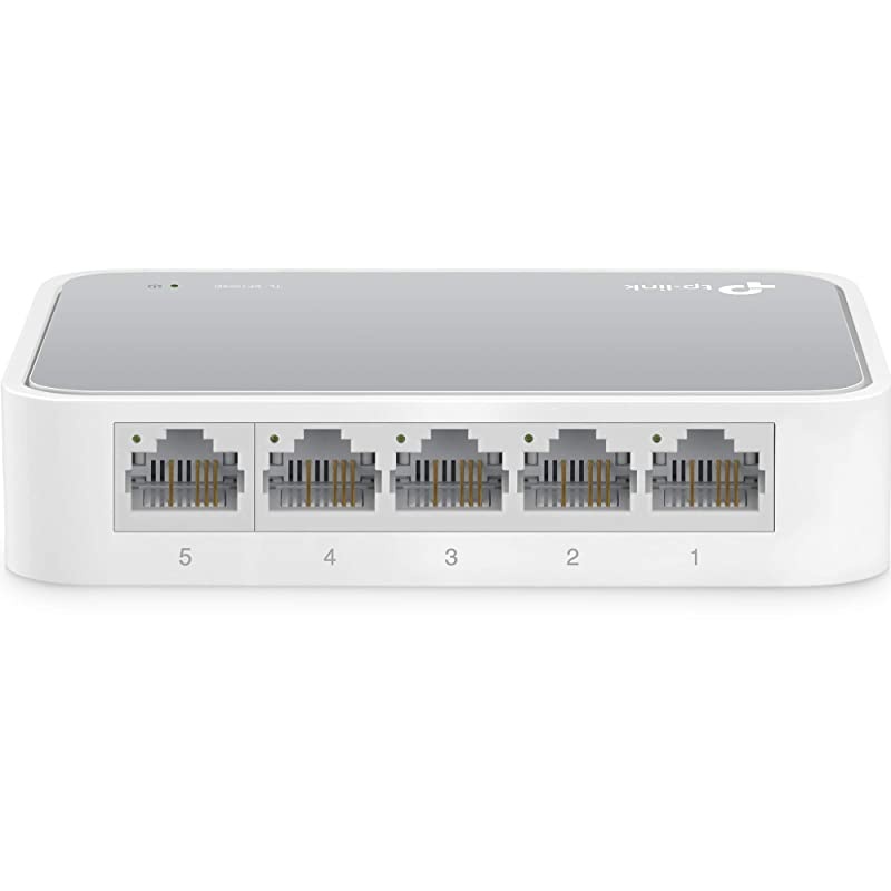 5 Port 10100 Mbps Fast Ethernet Switch | Desktop Ethernet Splitter | Ethernet Hub | Plug Play | Fanless Quiet | Desktop Design | Green Technology | Unmanaged TLSF1005DWhite