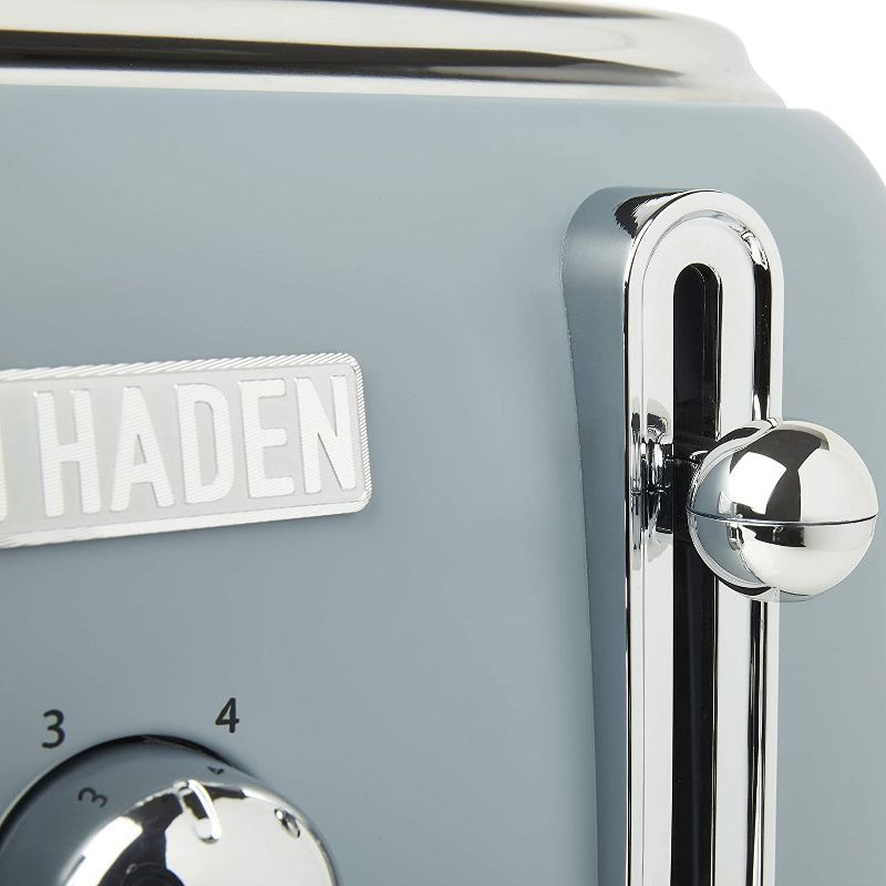 Haden Highclere Innovative 4 Slice Retro Vintage Countertop Wide Slot Toaster Kitchen Appliance with Self Centering Function, Pool Blue