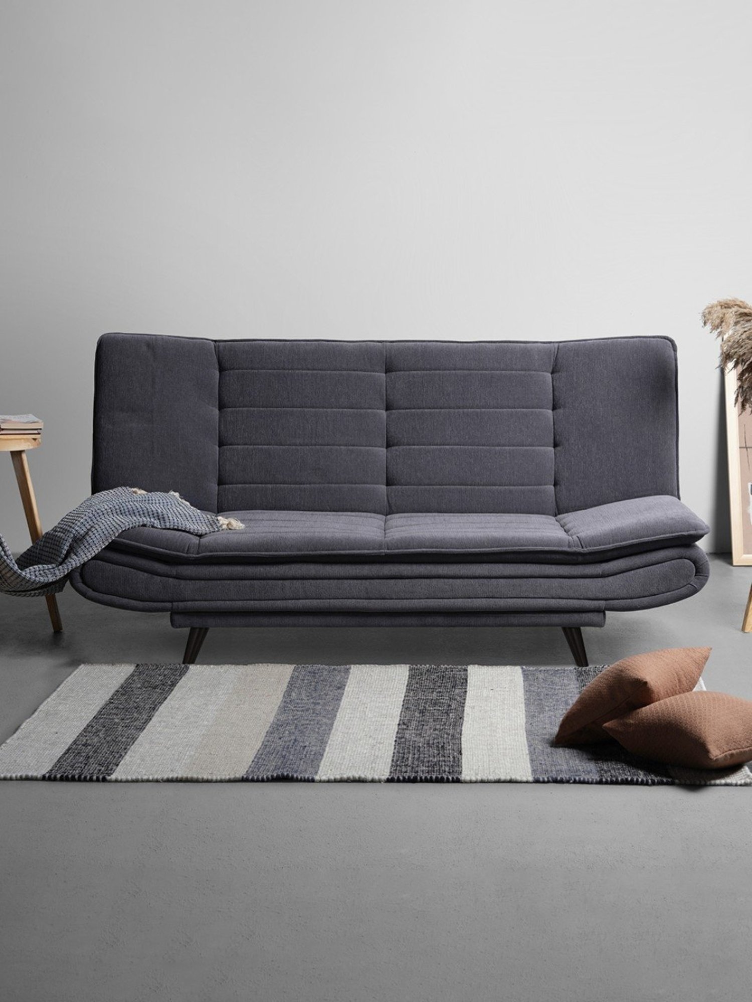 Sleepyhead Ash Grey Fabric Foldable 3 Seater Sofa Cum Bed