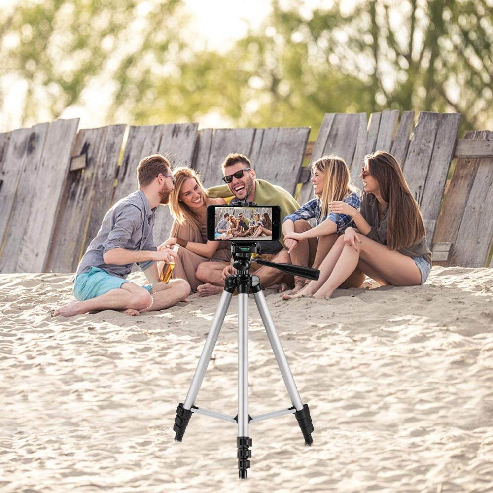 Professional Foldable Camera Tripod Holder Stand Screw 360 Degree Fluid Head Tripod Stabilizer Aluminum with Phone Clamp Holder and Bag for Free 3110