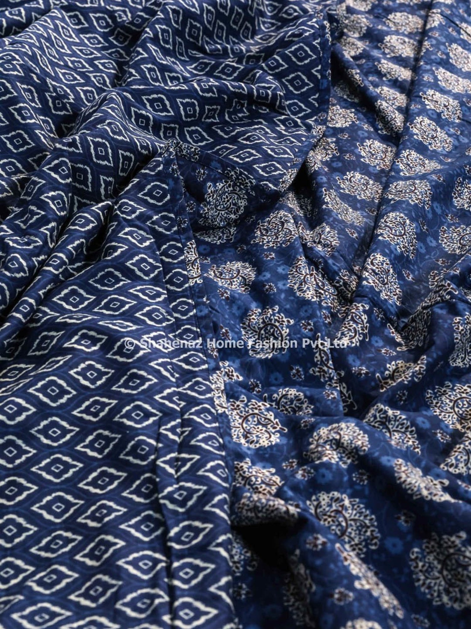 Haus & Kinder Cambric Floral Green & Yellow Cotton Single Reversible Dohar