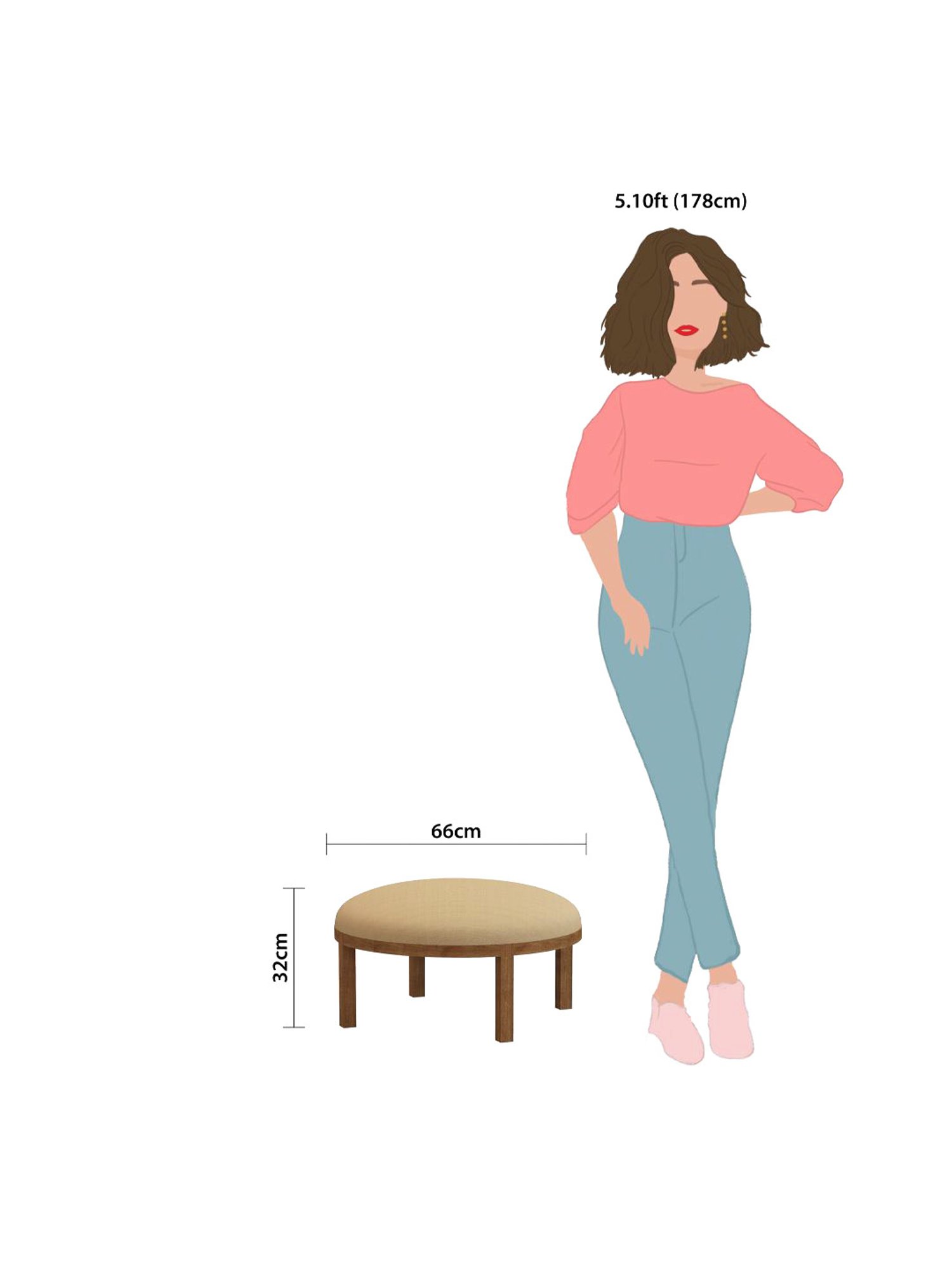 Chumbak Bohemian Beach Beige Sheesham Wood Ottoman