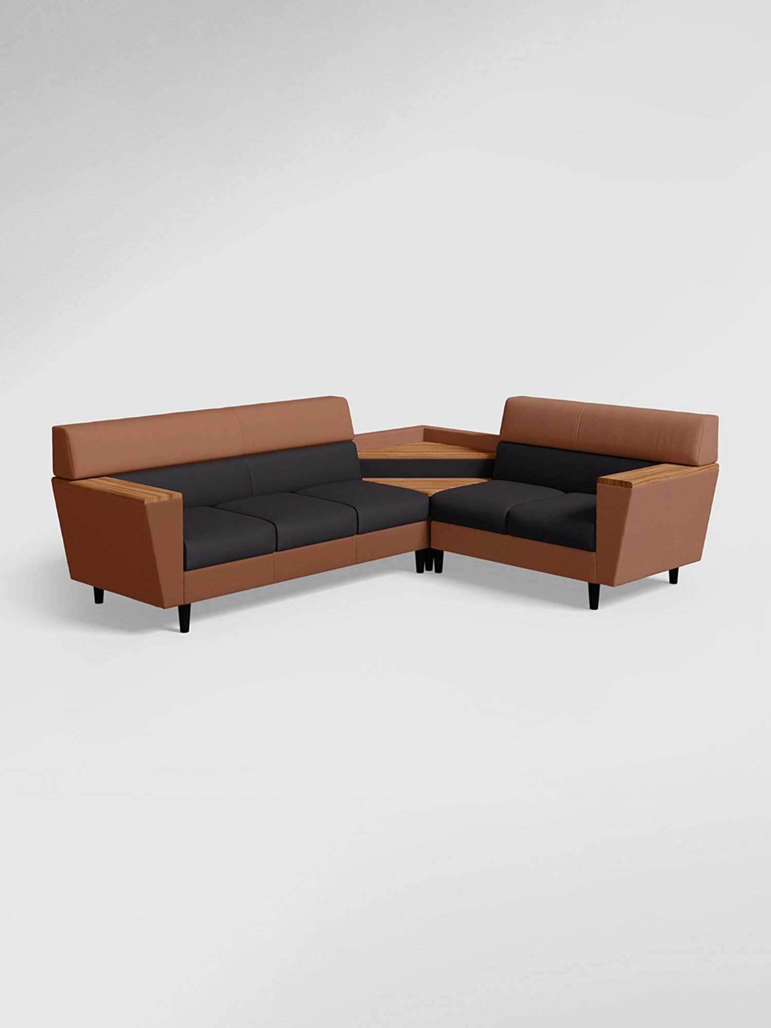 Durian Berry Black Premium Leatherette 2 Seater Sofa