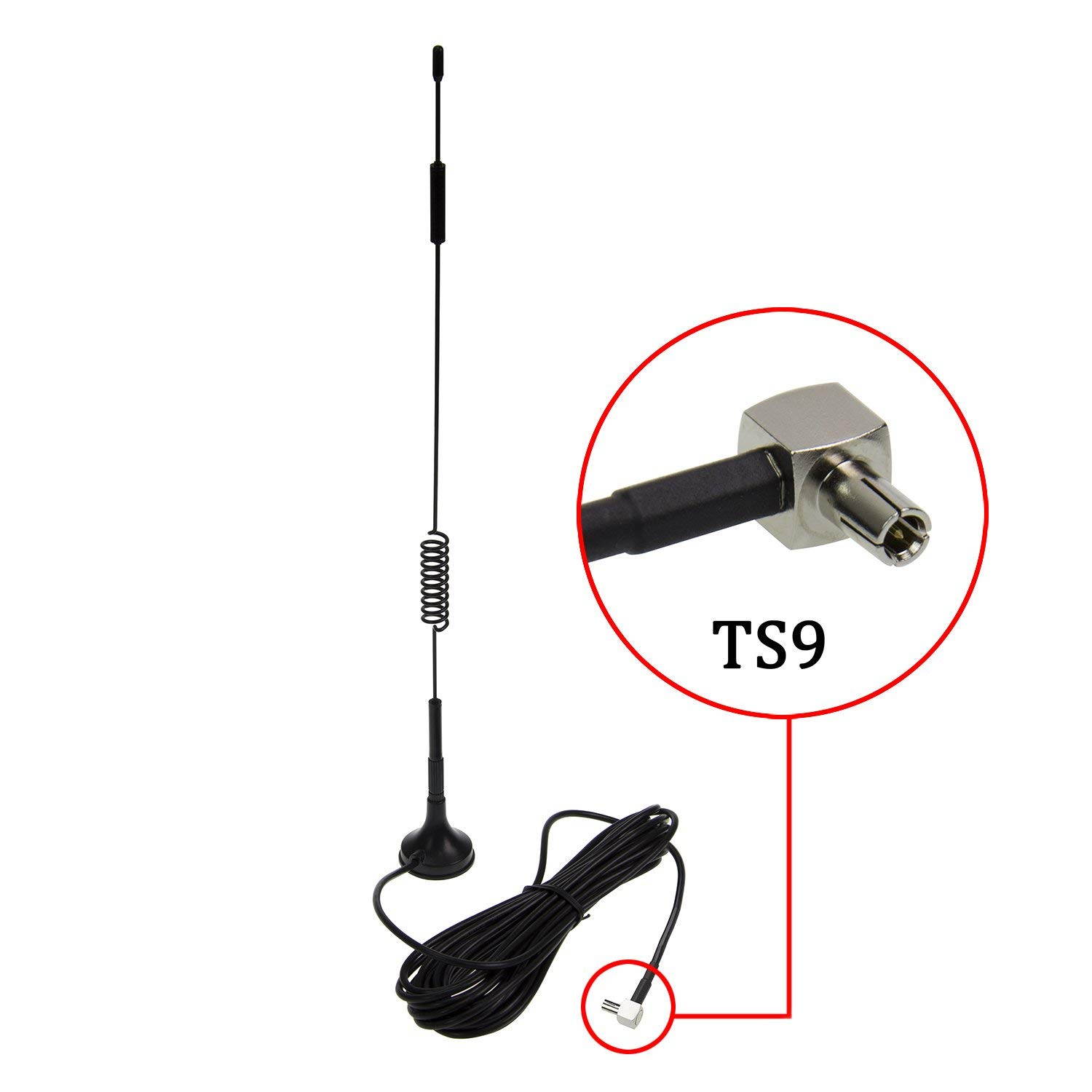TS9 Connector Antenna 10DBi High Gain 4G LTE CPRS GSM 3G 2.4G WCDMA Omni Directional Antenna with Magnetic Stand Base 5m RG174 Extension Cable for WiFi Router Mobile Broadband Outdoor Signal Booster