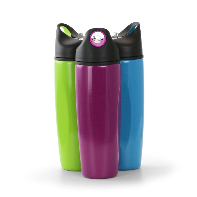 Gibson Home Bluewater 3 Piece 31 Ounce Stainless Steel Hydration Water Bottle Set