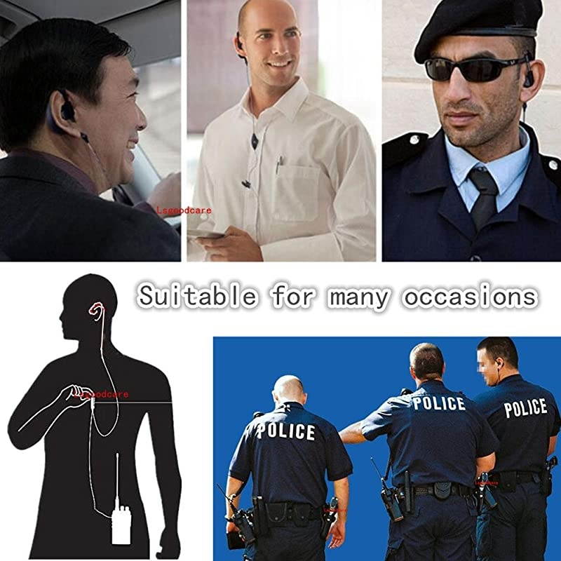 2-Pin Advanced G Shape Police Earpiece Headset PTT with Mic Compatible for Motorola 2 Way Radio CP040 CP200 XTNi DTR VL50 Walkie Talkie Earphone -Pack of 10