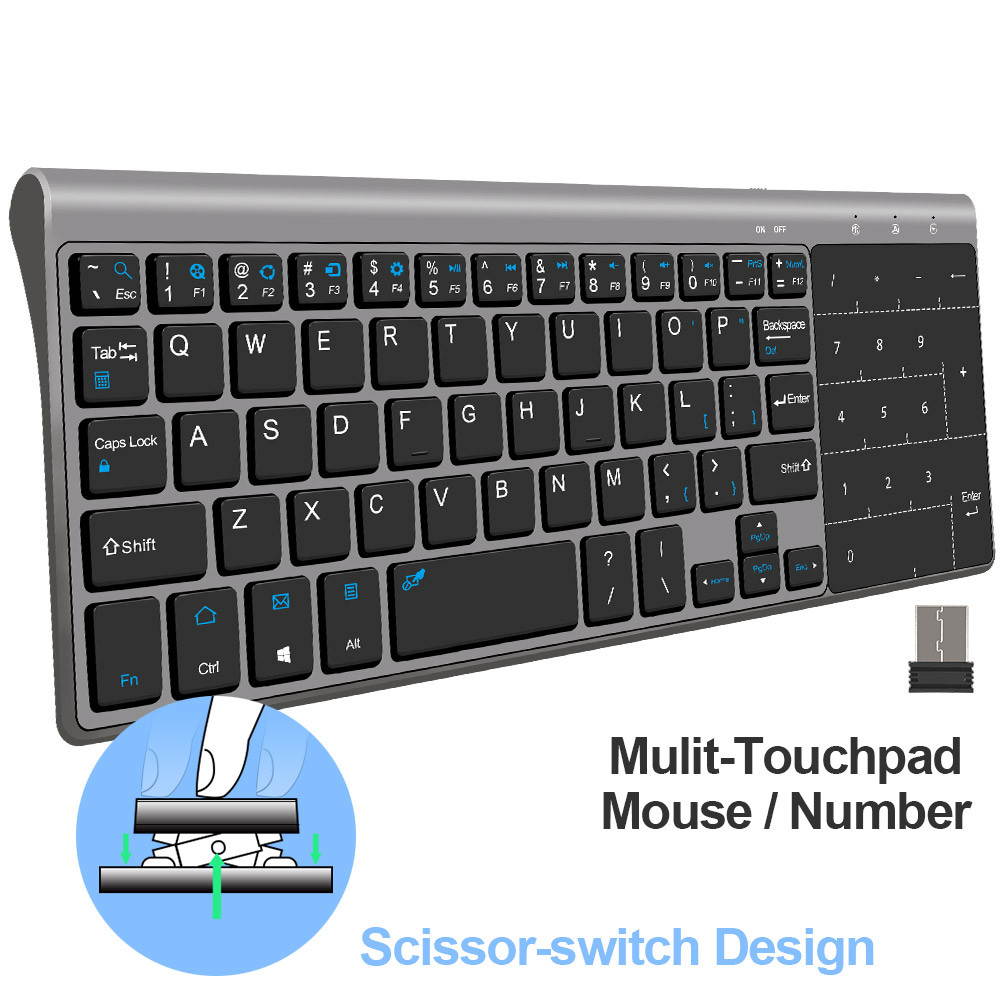 CHONCHOW 2.4G Mini Wireless Keyboard Touchpad Protable USB Keyboard Air Mouse for Mac PC Window 7/10 Vista Android Smart TV Box