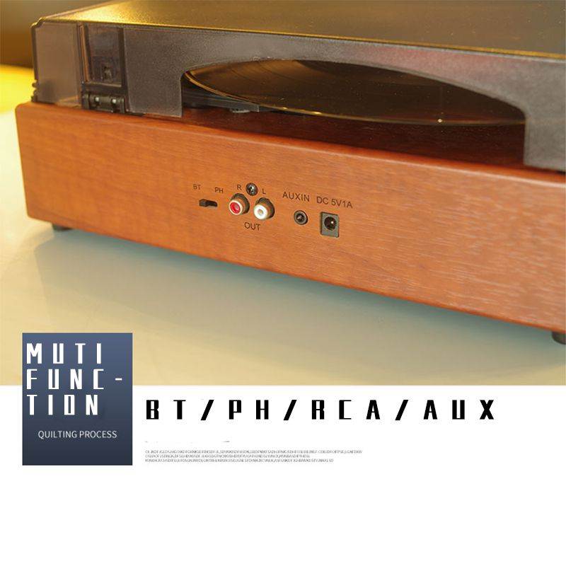 Desk Statics Vinyl Record Player, classics music Turntable Dust cover Bluetooth Phonograph 2 speaker