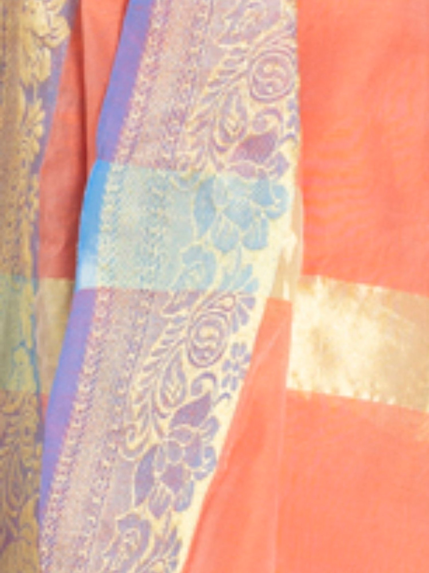 SHAYE Peach Chanderi Printed Dupatta