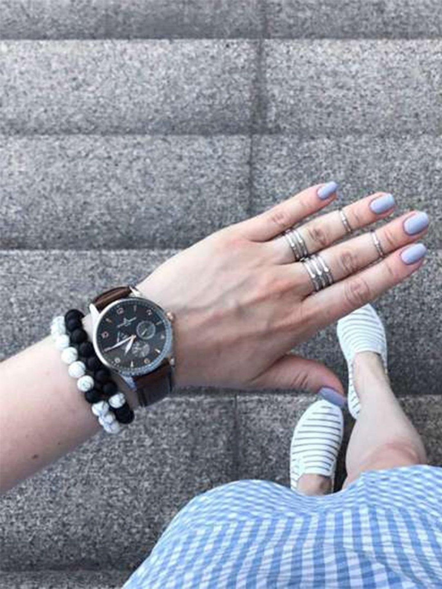 YouBella Multicolour Natural Stones Stylish Couple Love Flexible fit Bracelet - Set of 2