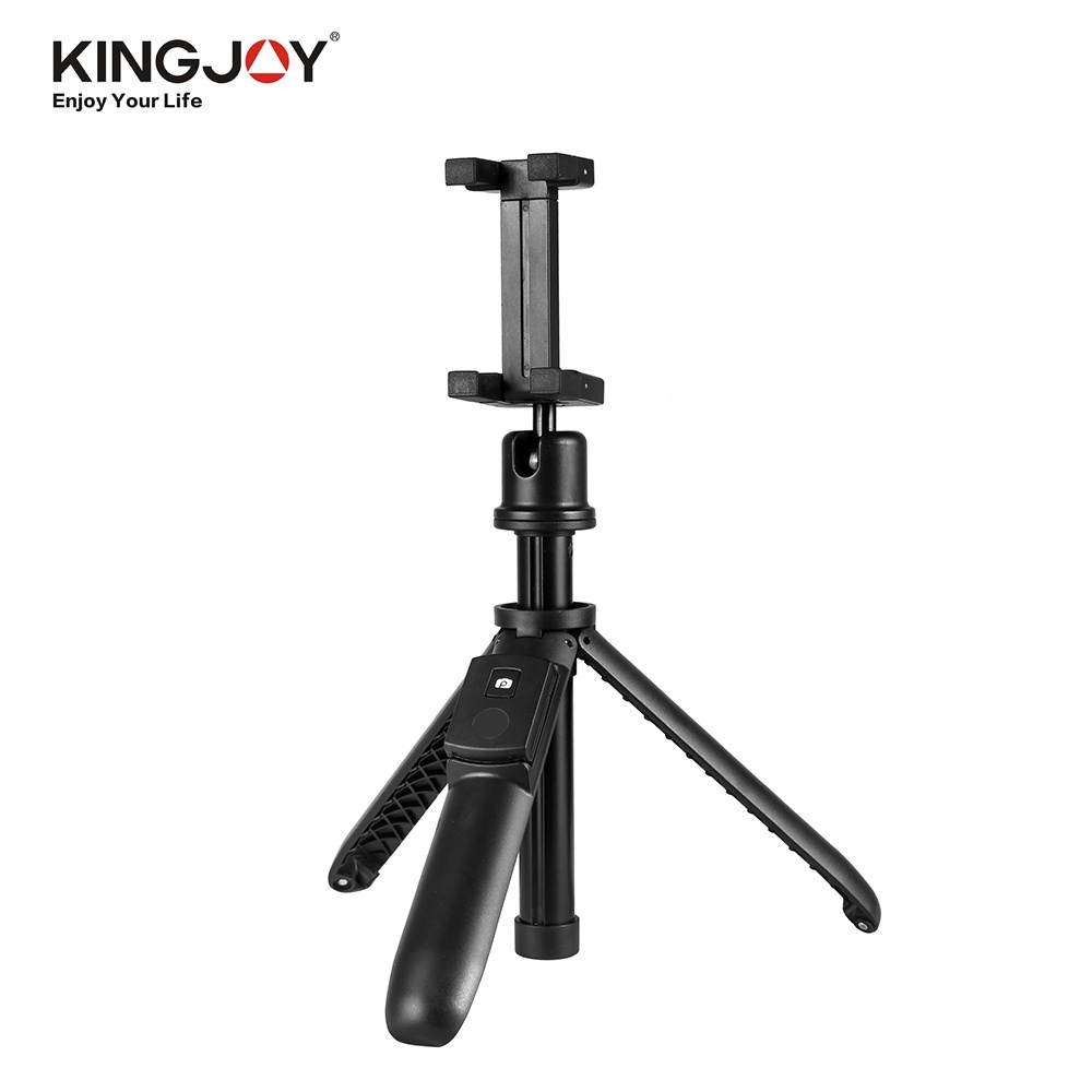 KINGJOY 2 In 1 Multifunctional Selfie Stick Mini Tripod with BT Remote Control Adjustable Phone Clip Clamp Mini Ballhead for iPhone X/XS/8P Samsung Huawei Smartphone Cellphone Portable