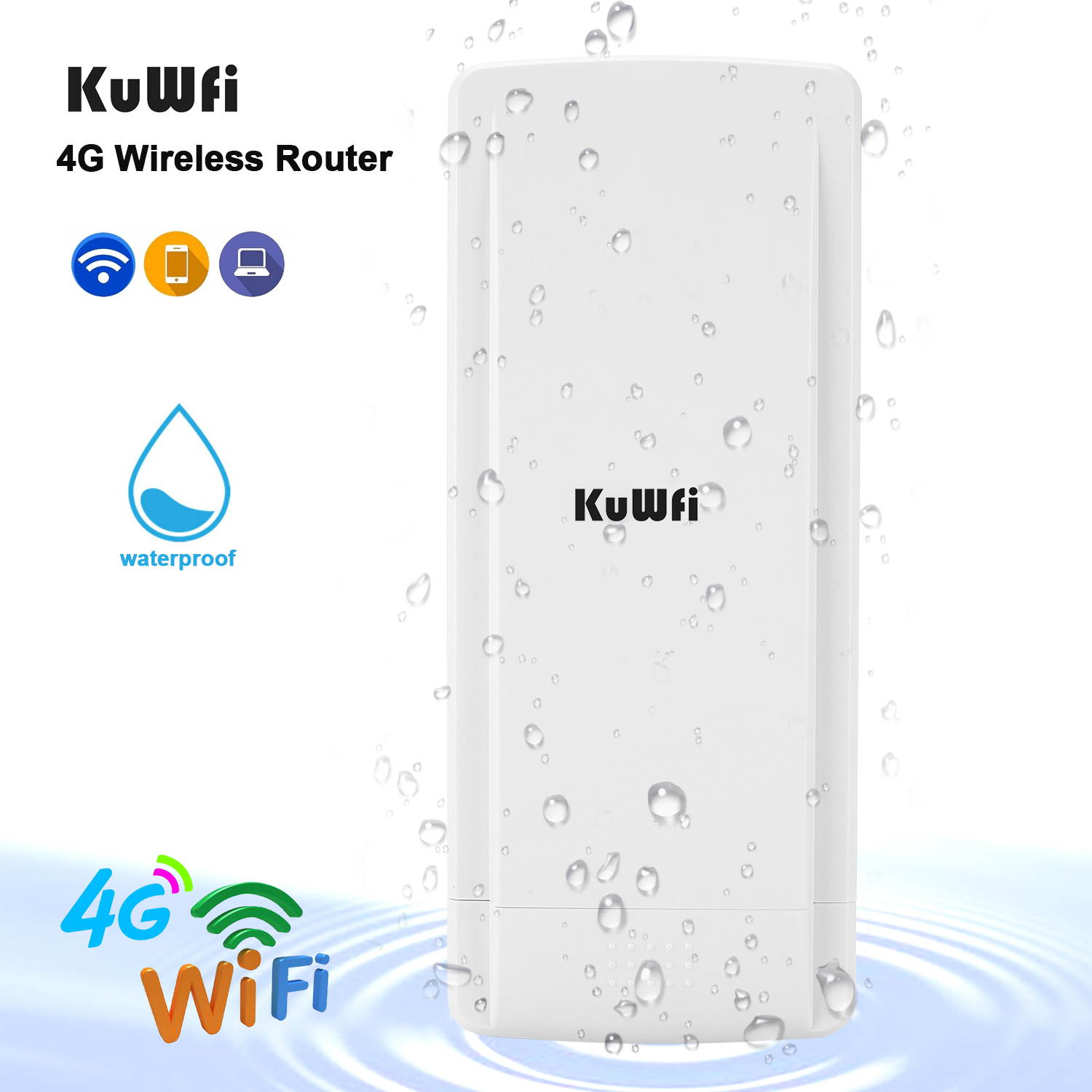 KuWFi Outdoor 4G LTE Router with 48V POE Adapter Outdoor Waterproof 4G LTE CPE Router with Sim Card Slot Gateway/Brigge/Wireless ISP Mode Support B2/B4/B5/B12/B17 Network Band AT&T/T Mobile