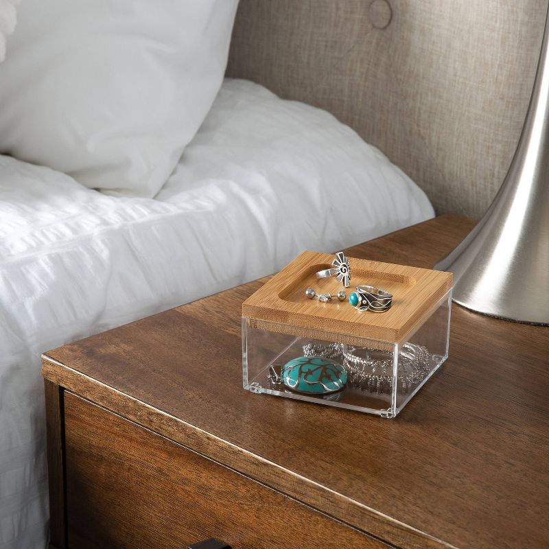 Simplify Square Small Organizer with Bamboo Lid Clear