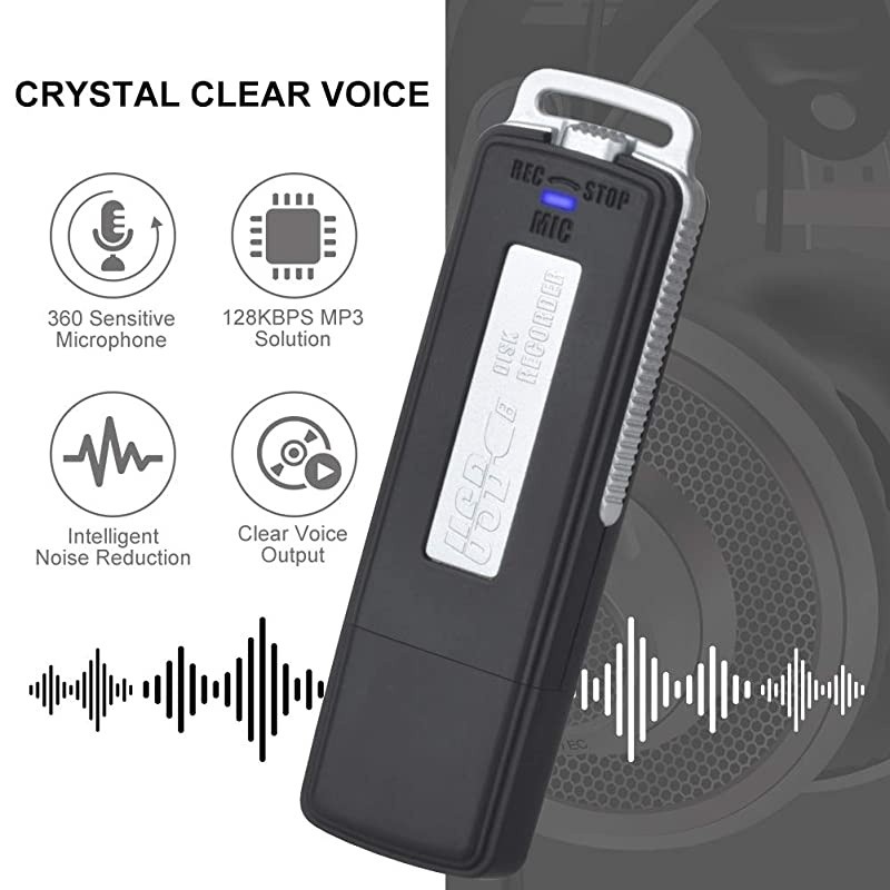 Voice Recorder 32GB Mini Digital Sound Audio Recorder Dictaphone with Dual for Lectures Meetings Class and More Rechargeable 15 Hours Continuous Recorder Black