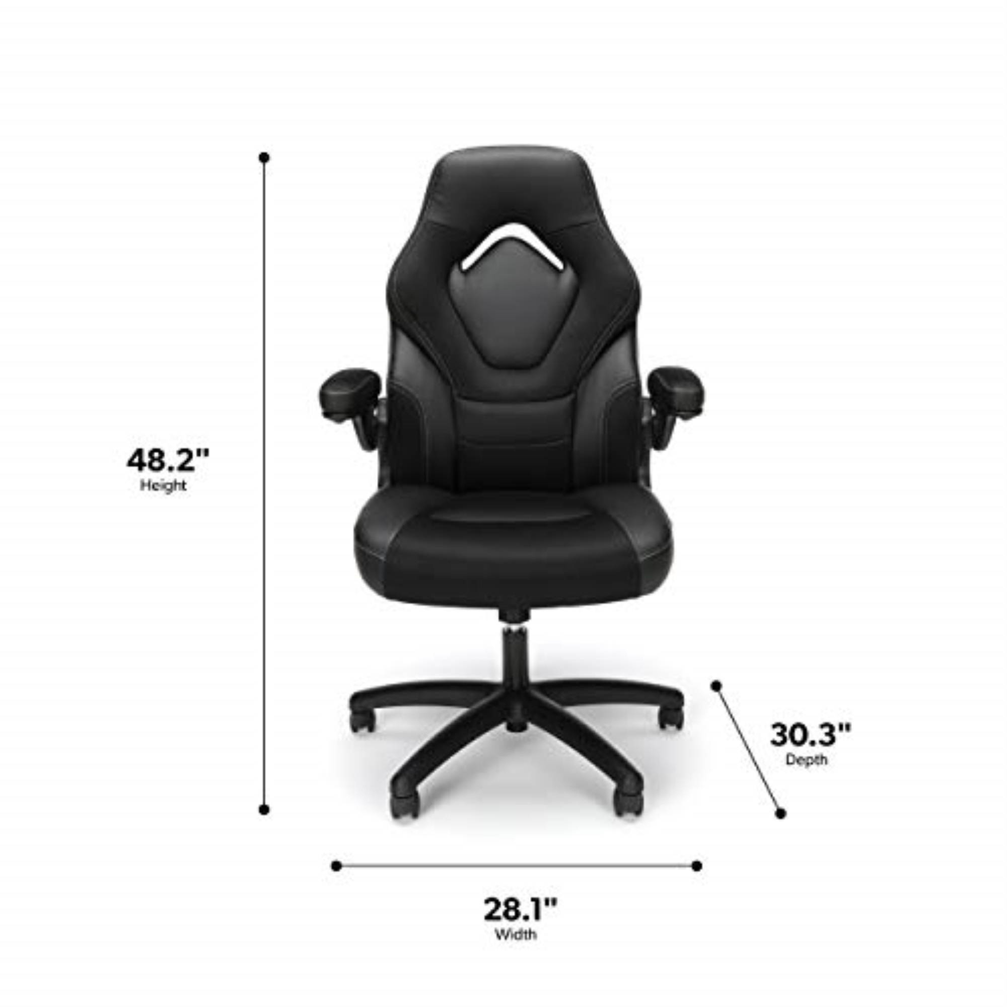 Essentials Collection Racing Style Gaming Chair, in Black (ESS-3085V2-BLK)