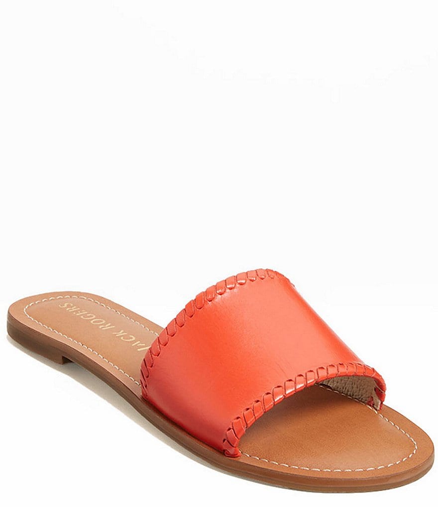Jack Rogers Sofia Leather Whipstitch Detail Slides