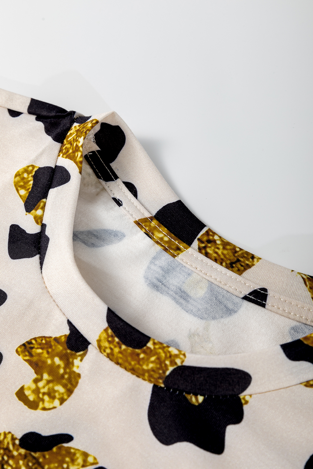 Red Cheetah Print Casual Short Sleeve Crew Neck T Shirt