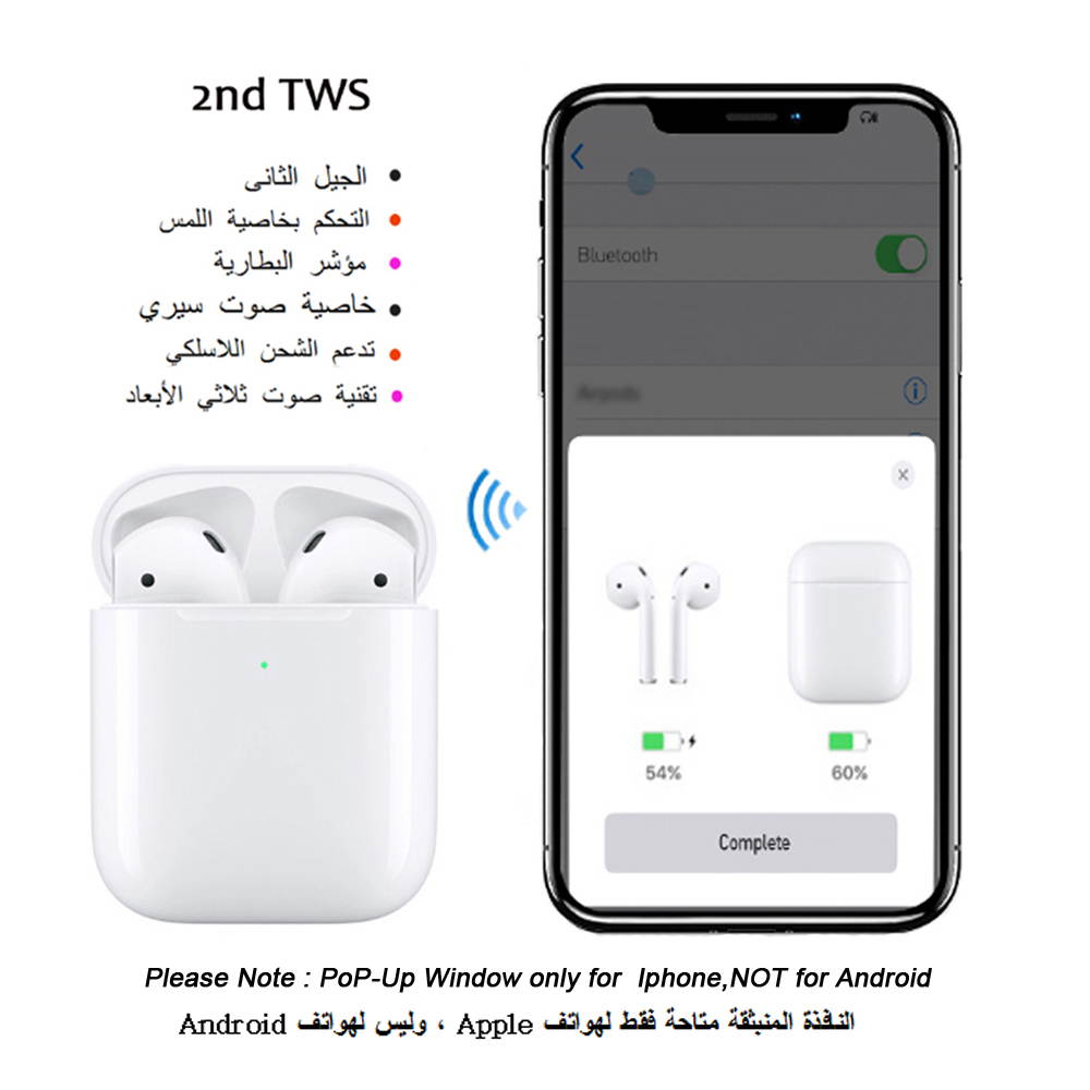 AirPods 2nd with Charging Case Earphone Original Bluetooth Headphones for iPhone 11 XR Plus iPad MacBook Apple Watch