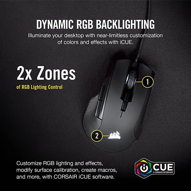 Ironclaw RGB FPS and MOBA Gaming Mouse 18000 DPI Optical Sensor Backlit RGB LED Black