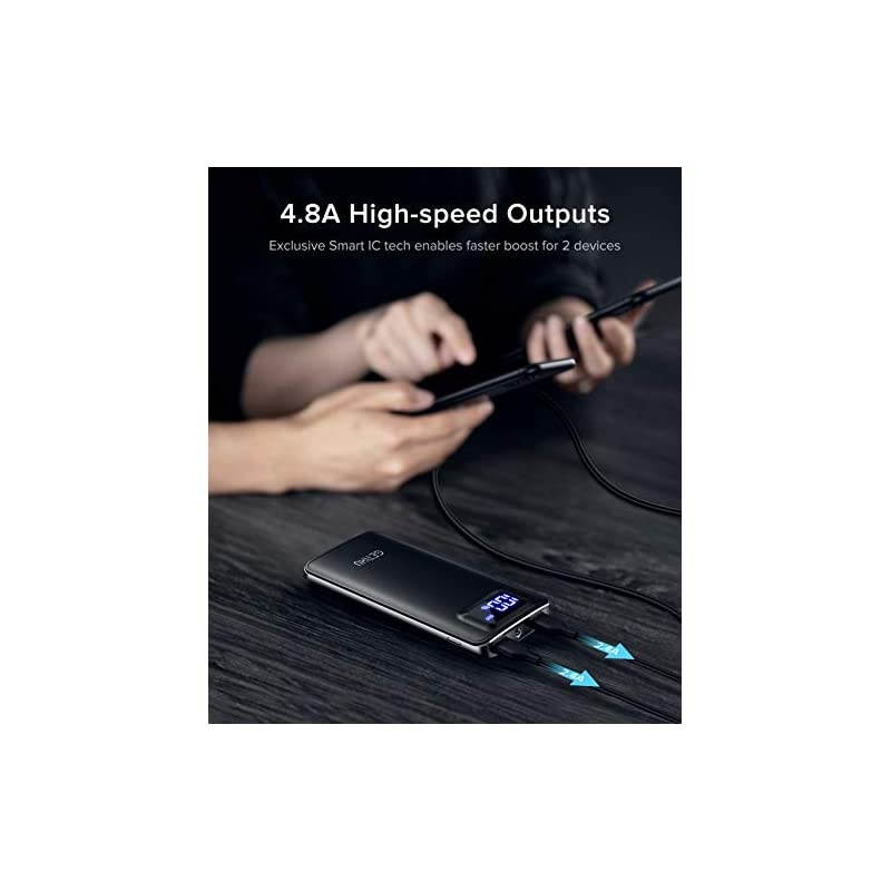 Portable Charger, 3A High Speed 10000mAh LED Display USB C Power Bank, Tri-outputs Battery Pack with Flashlight Compatible with iPhone 12 11 X 8 Samsung S20 Google LG iPad Tablet[2021 Upgraded]