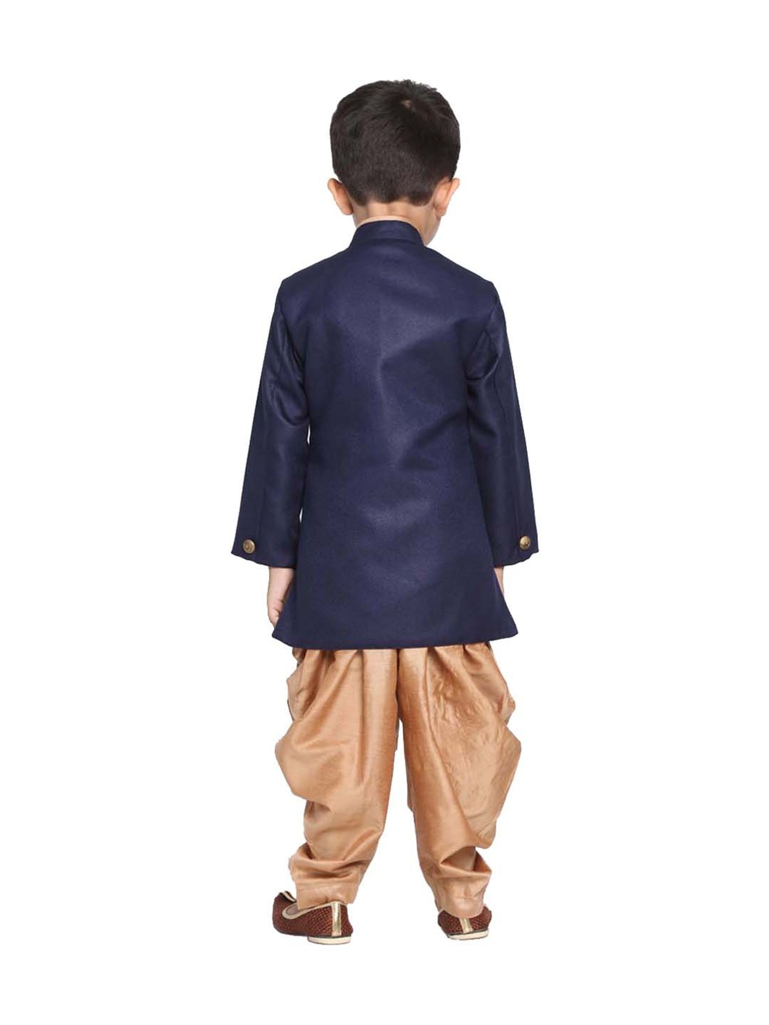 VASTRAMAY Boys Turquoise Floral Full Sleeves Indowestern