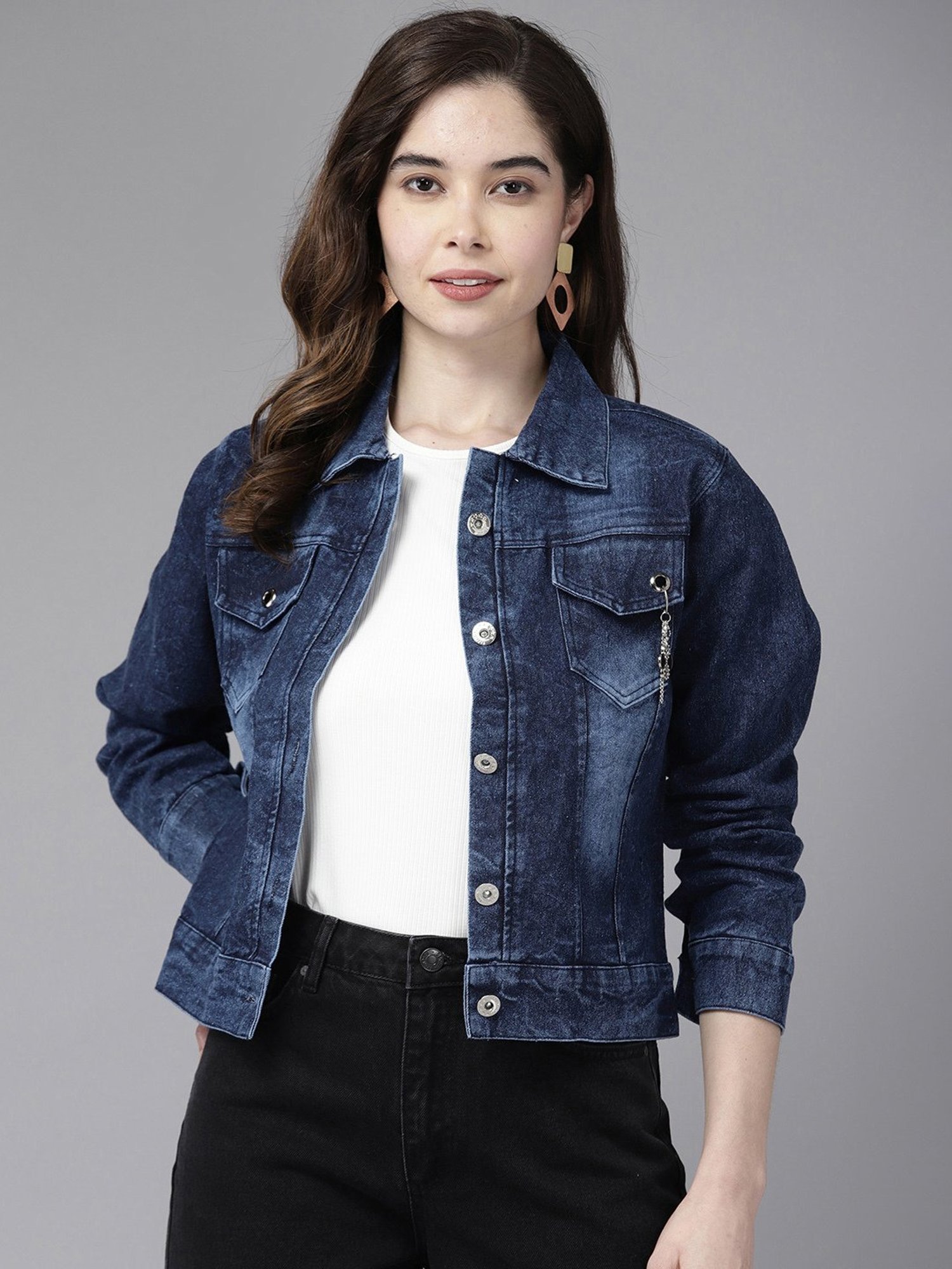 Aarika Navy Regular Fit Jacket